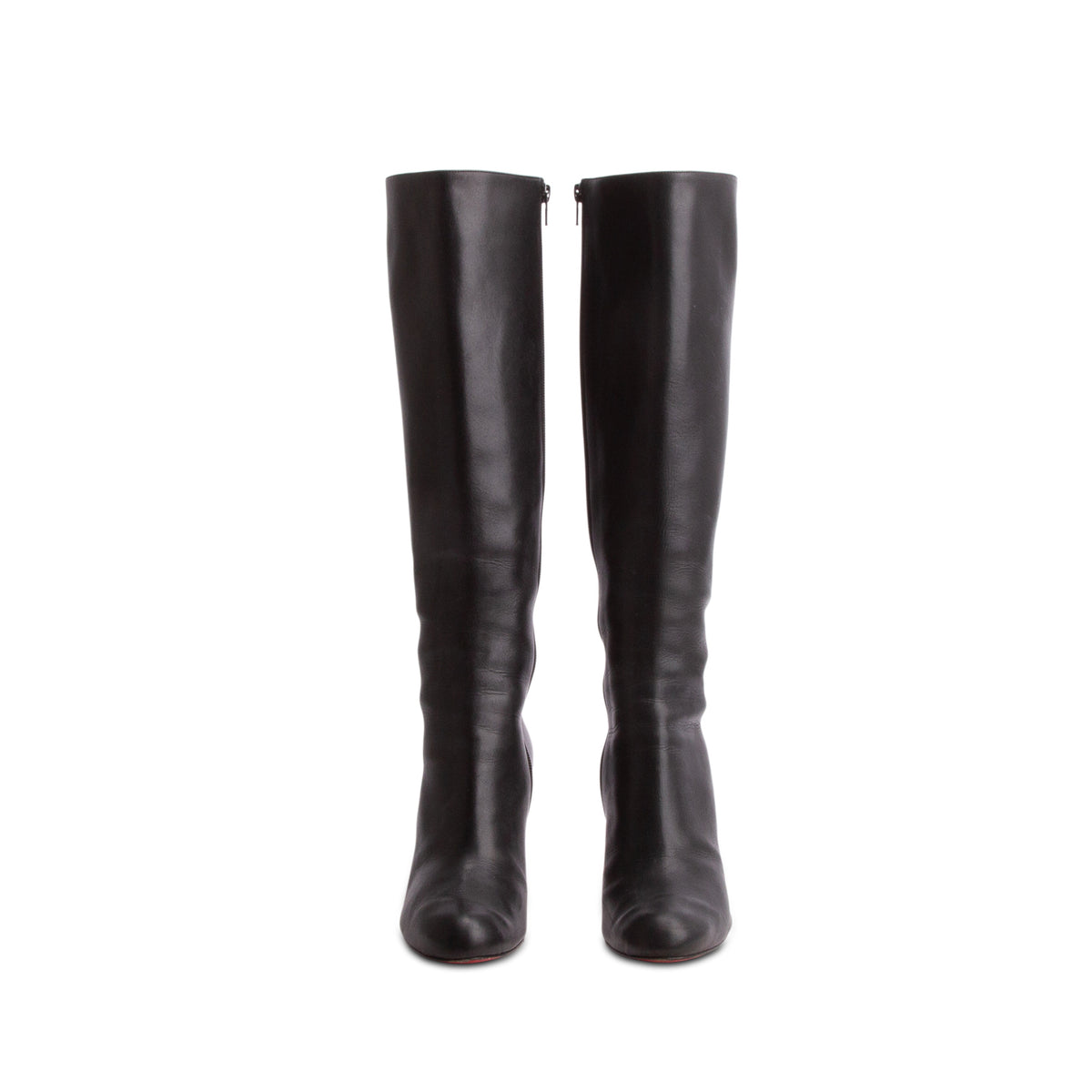 Christian Louboutin Black Calfskin Simple Botta 85 Knee High Boots, Size 38 w/ Box