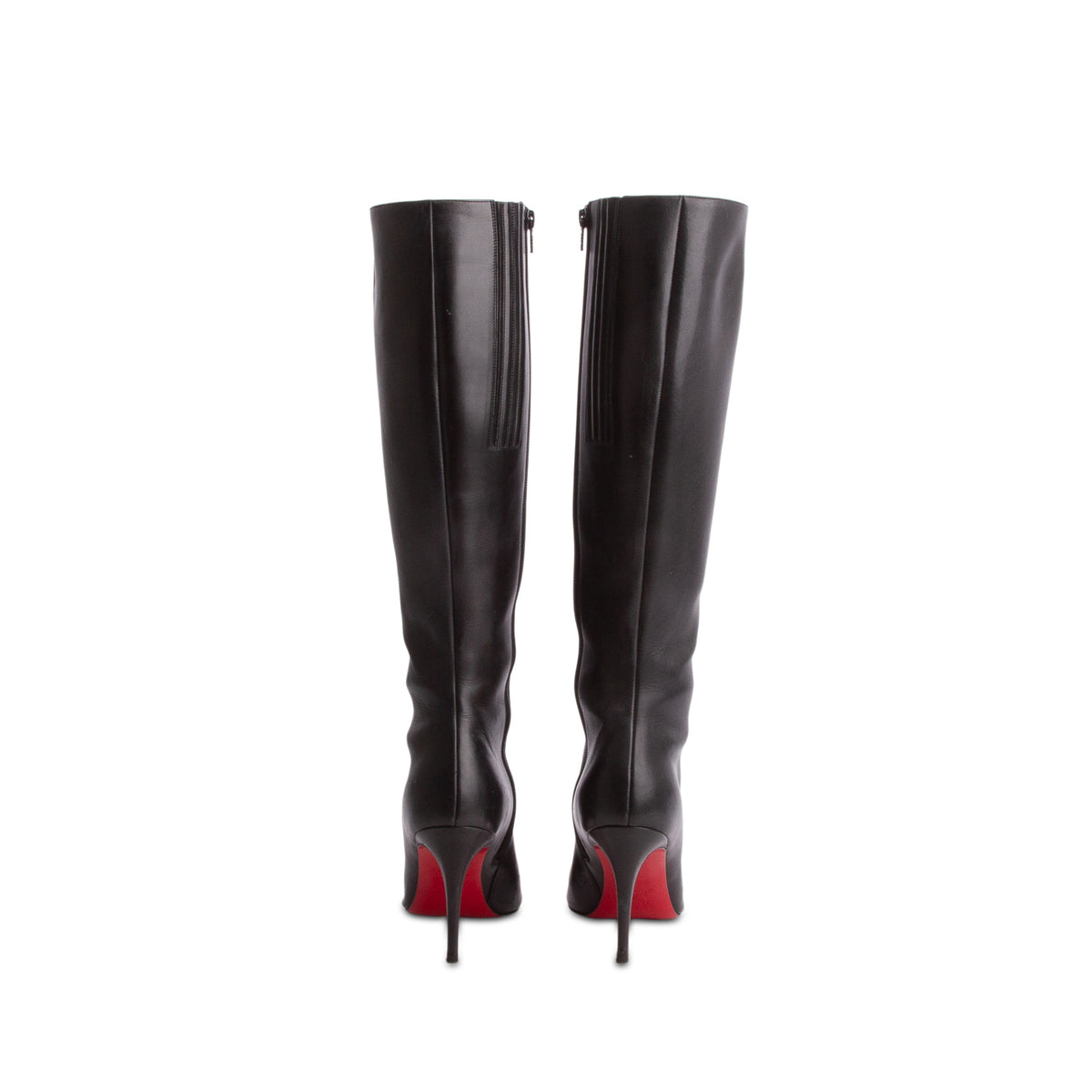 Christian Louboutin Black Calfskin Simple Botta 85 Knee High Boots, Size 38 w/ Box