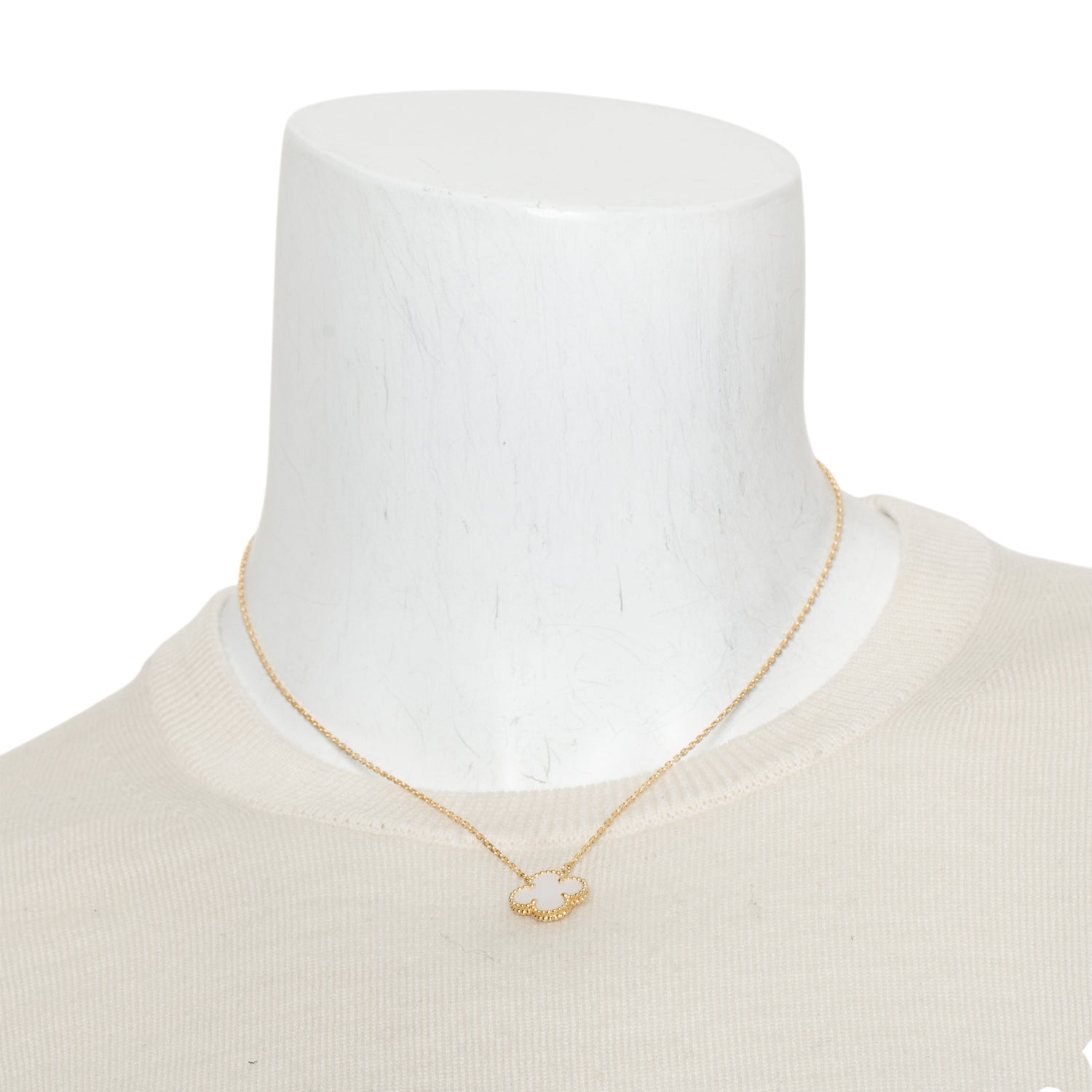 Van Cleef & Arpels 2021 18k Yellow Gold Vintage Alhambra Mother of Pearl Pendant Necklace w/ Box, Receipt & Certificate