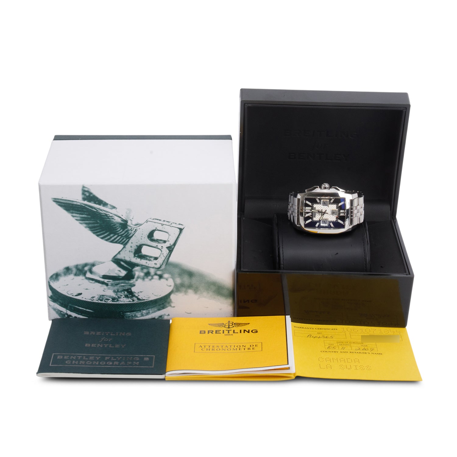Breitling Stainless Steel Bently Flying B Automatic Chronograph Watch A44365 w/ Box & Papers