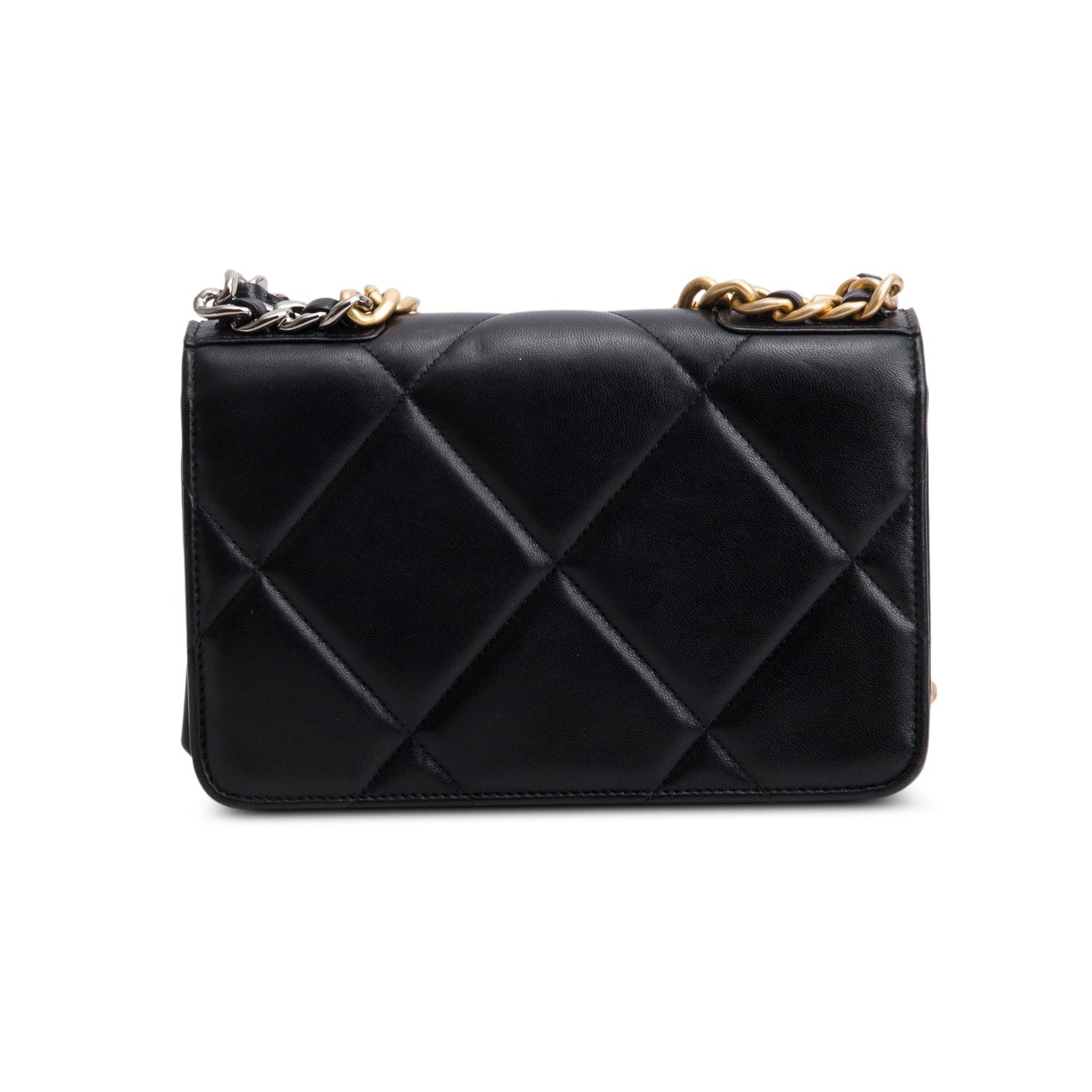 Chanel Black Quilted Lambskin Leather 19 Wallet On Chain w/ Box