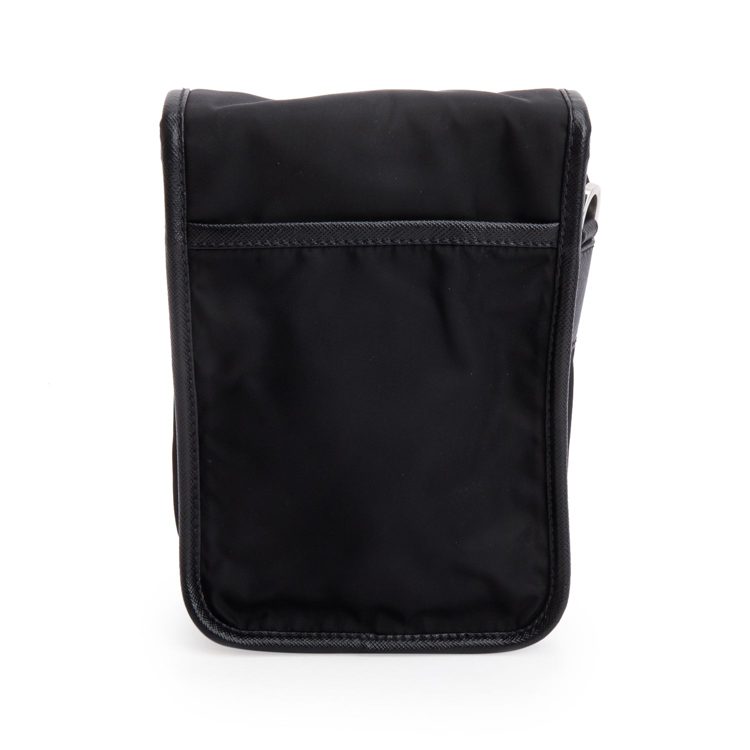 Prada Black Re-Nylon Saffiano Mini Pocket Single Snap Buckle Messenger Bag w/ Box