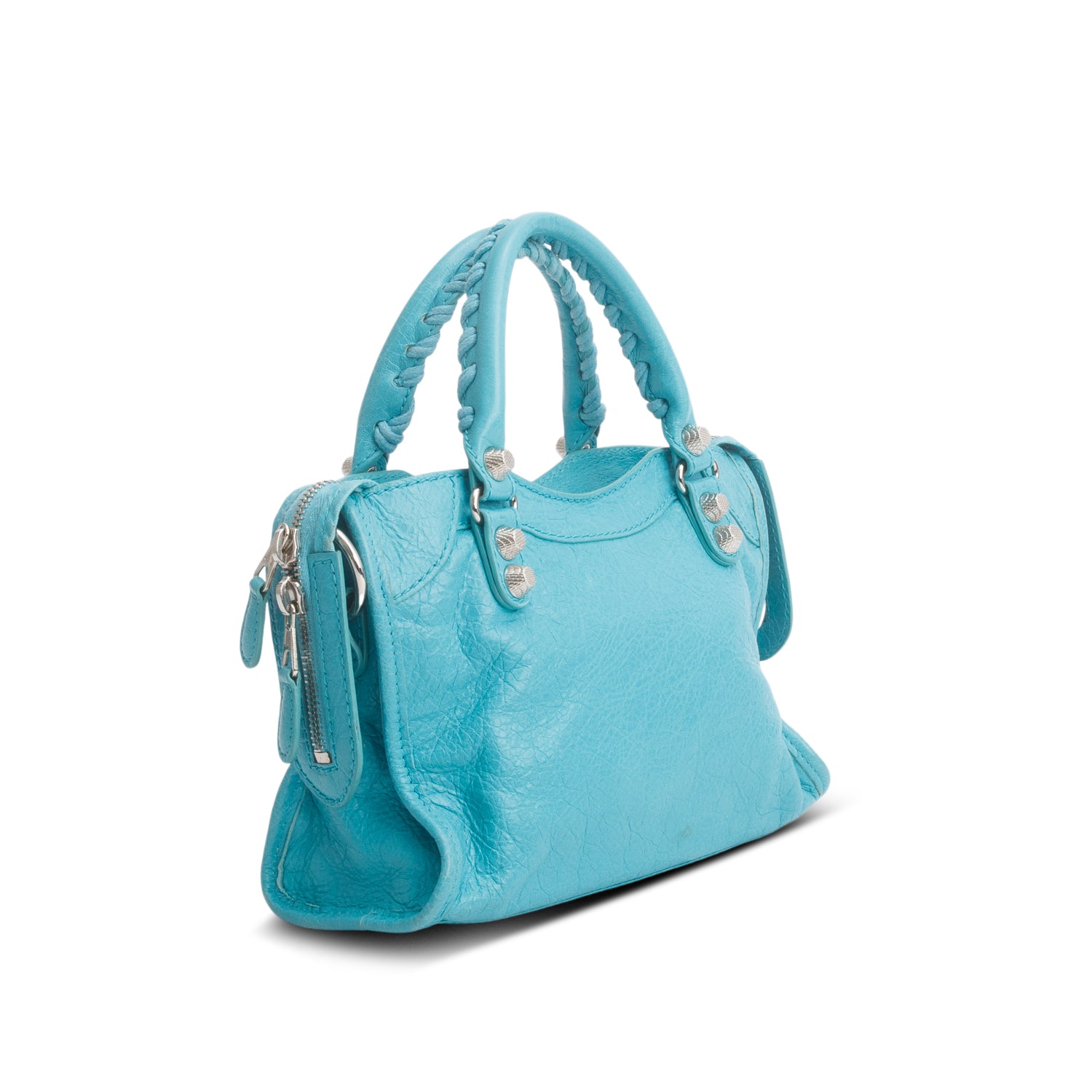 Balenciaga Teal Arena Lambskin Leather Classic Mini City Bag w/ Strap