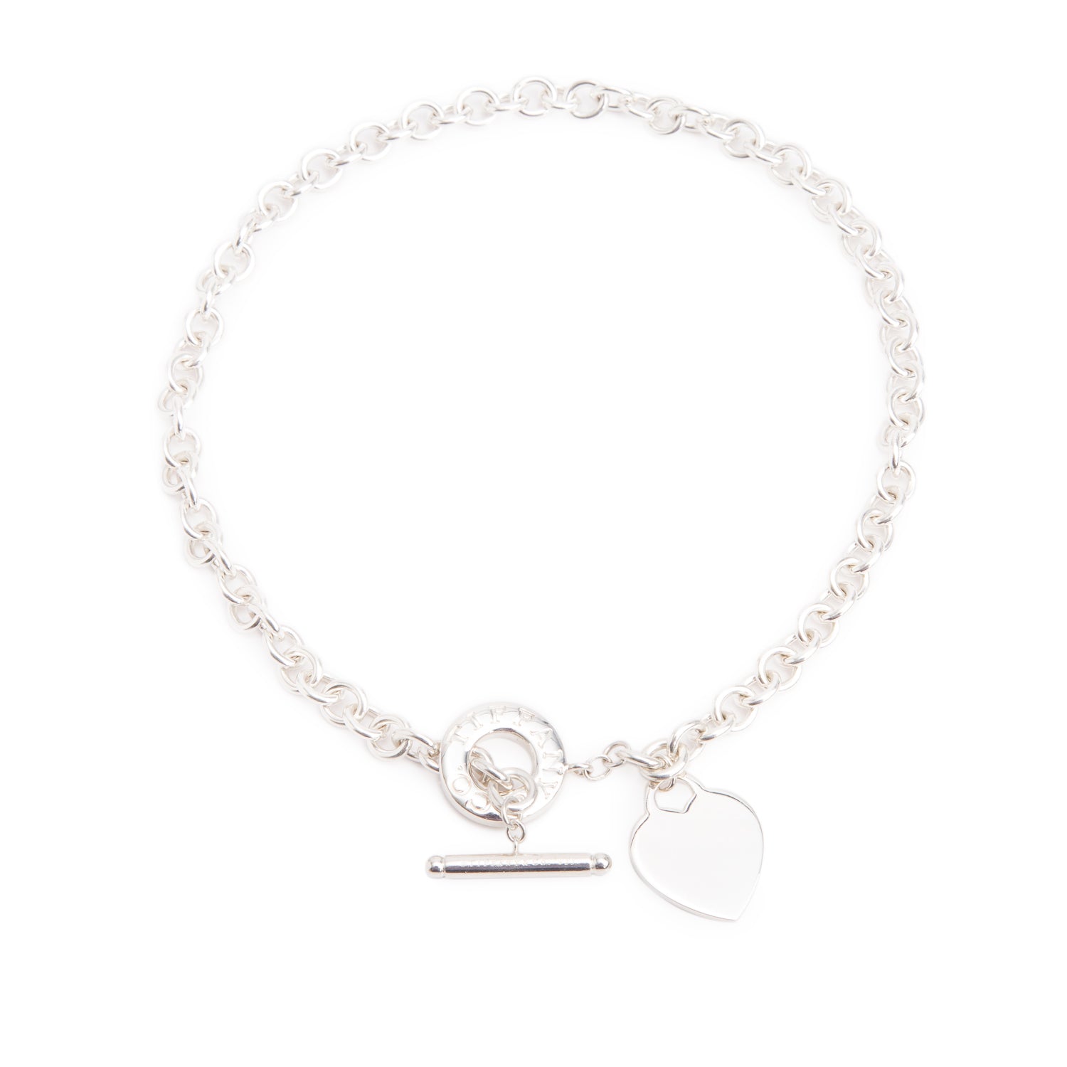 Tiffany & Co. Sterling Silver Heart Tag Necklace with Toggle Clasp