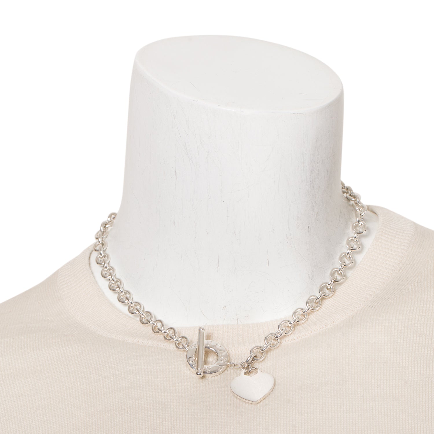 Tiffany & Co. Sterling Silver Heart Tag Necklace with Toggle Clasp