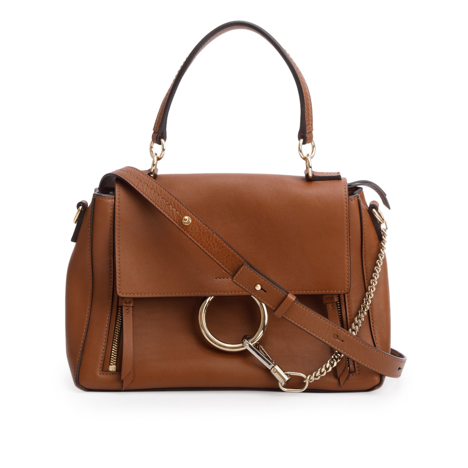 Chloe Brown Calfskin Small Faye Day Shoulder Bag w/ Box & Strap