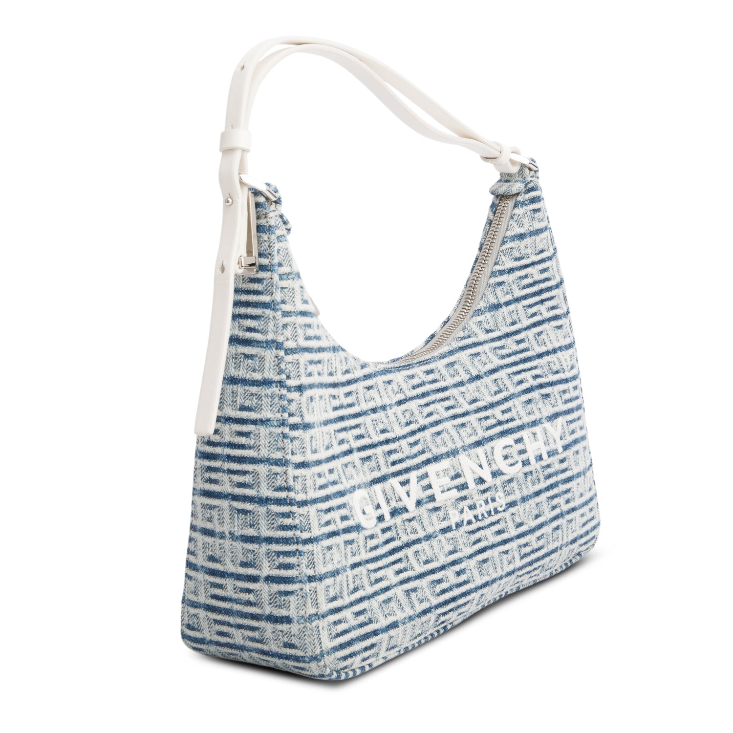 Givenchy 2022 Blue Denim Moon Cut-Out Shoulder Bag