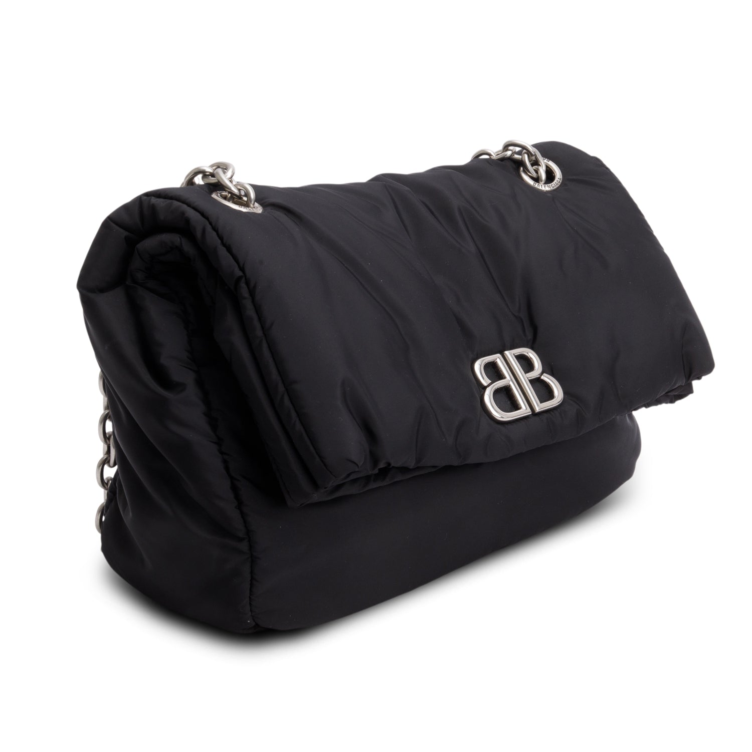 Balenciaga Black Nylon Mini Monaco BB Shoulder Bag