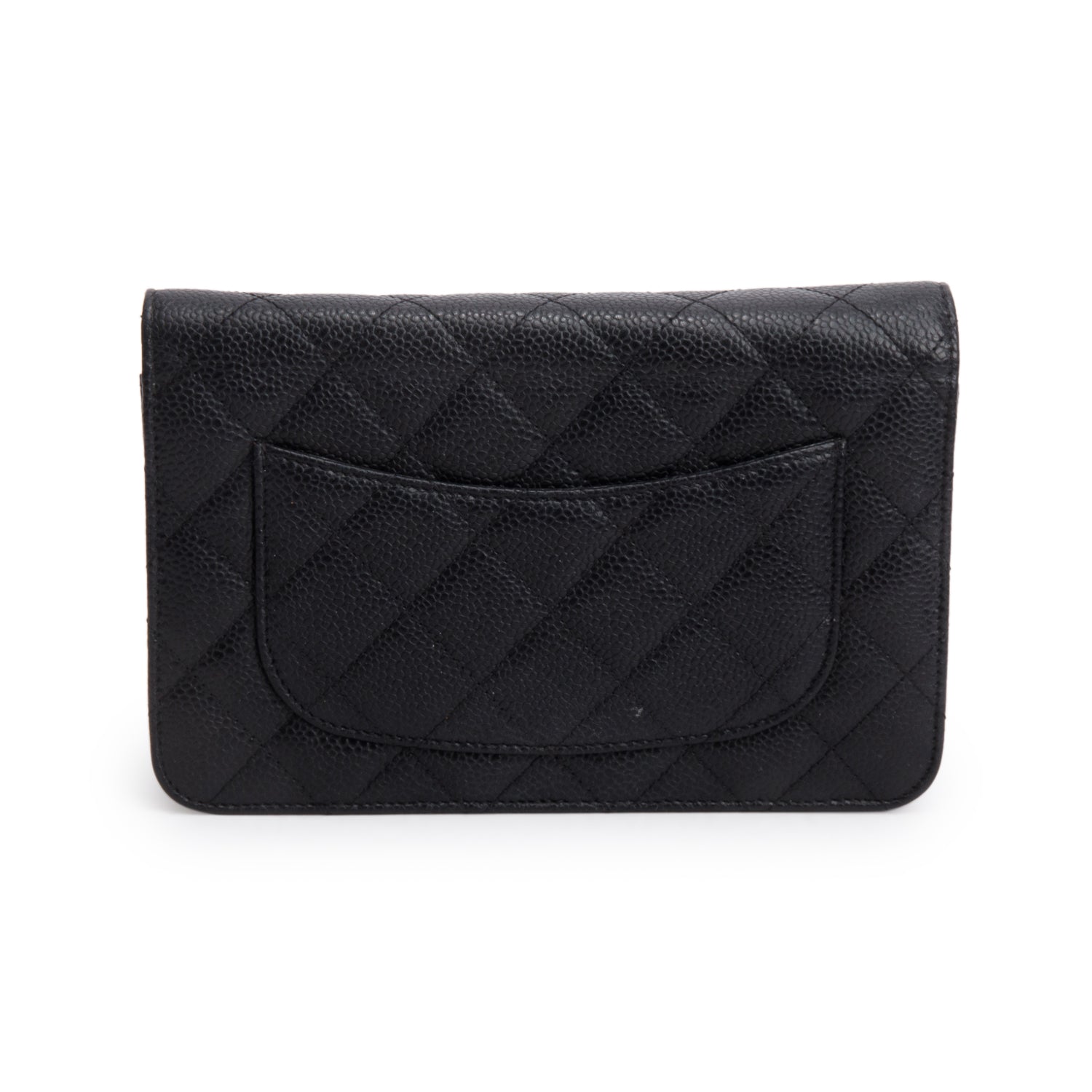 Chanel Black Quilted Caviar Leather Classic Wallet on Chain w/ Authenticity Card