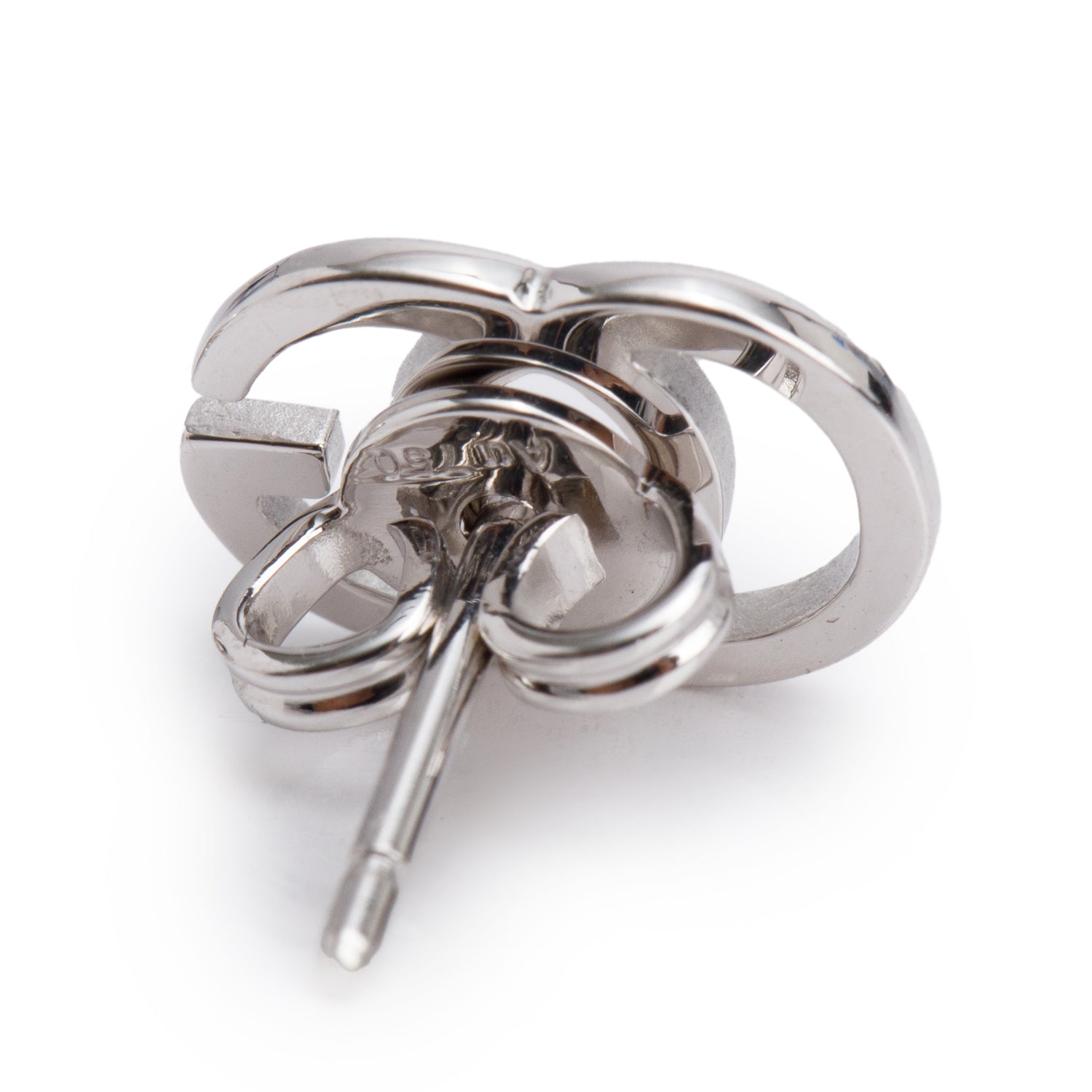 Gucci 18k White Gold GG Running Stud Earrings