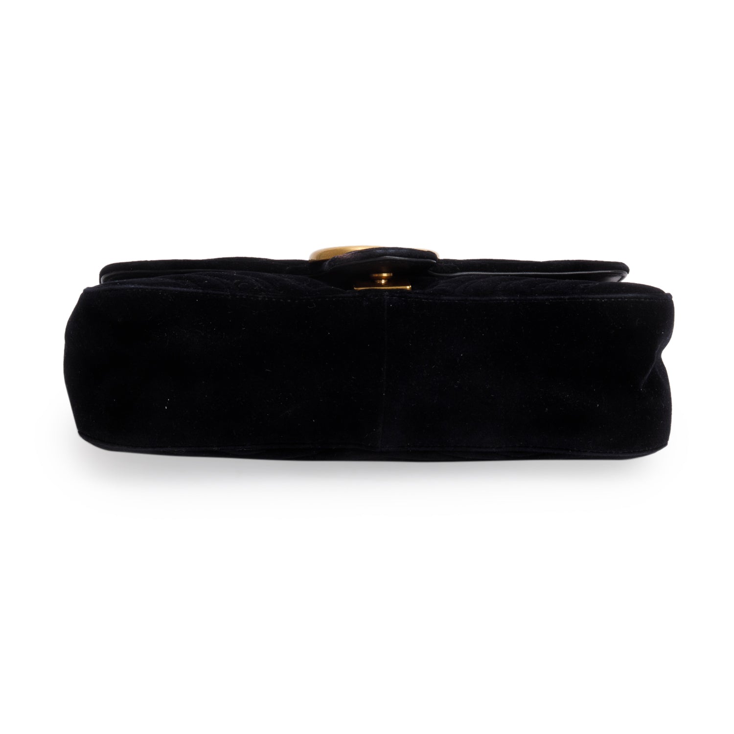 Gucci Black Velvet Matelasse GG Marmont Medium Shoulder Bag