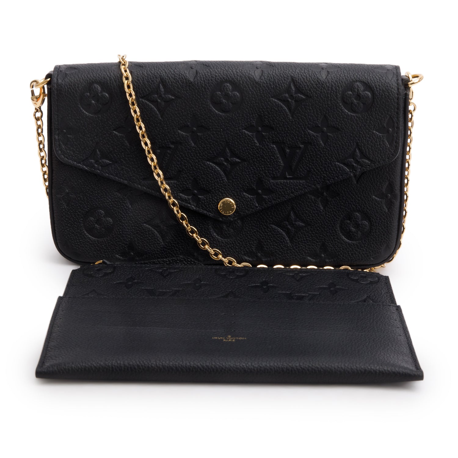 Louis Vuitton Black Monogram Empreinte Leather Felicie Pochette w/ Box & Inserts
