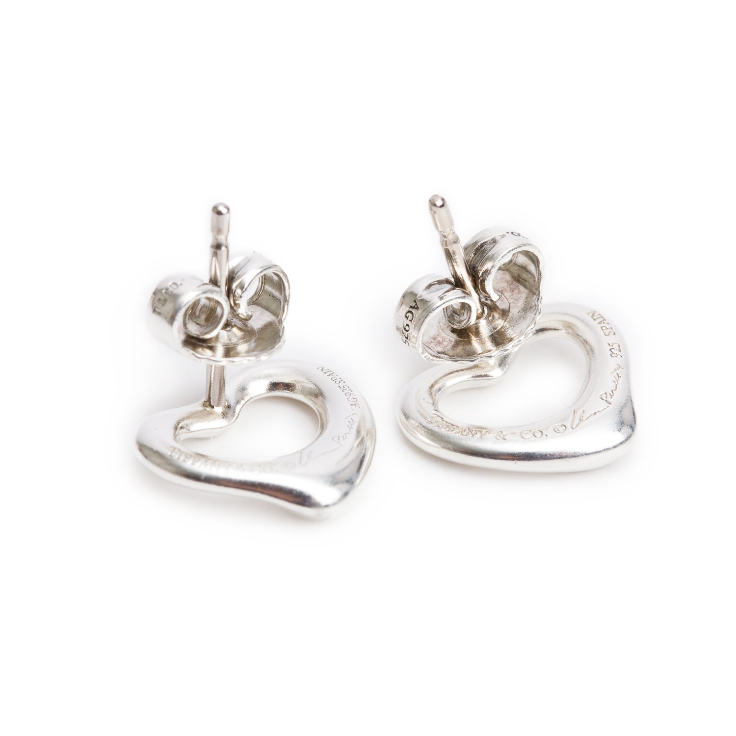 Tiffany & Co. Elsa Peretti Sterling Silver Open Heart Earrings, 11 MM