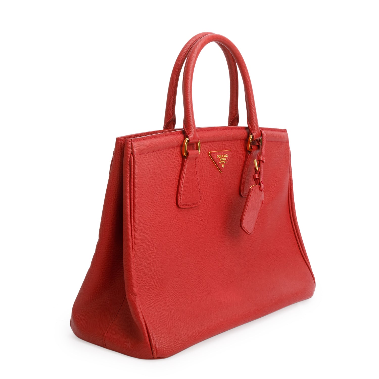 Prada Red Saffiano Lux Medium Parabole Tote