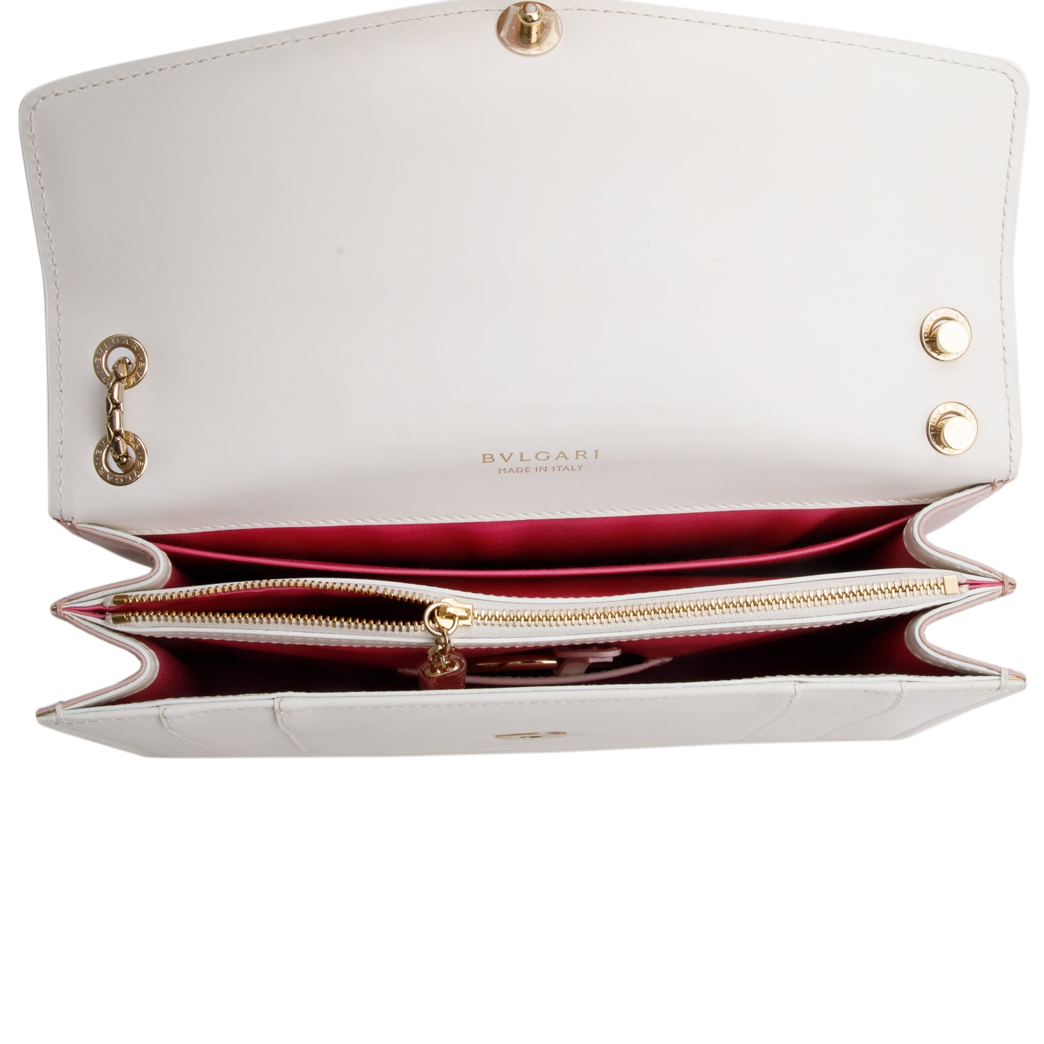 BVLGARI White/Pink Calfskin Leather Medium Serpenti Forever Bag w/ Box, Receipt & Authenticity Card