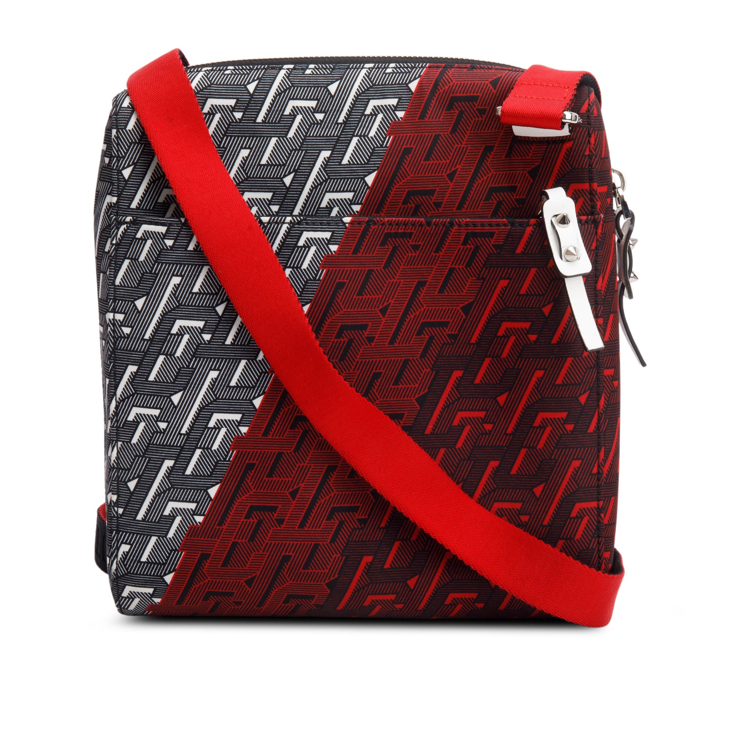 Christian Louboutin Red/Black Nylon Print Benech Reporter Bag w/ Box