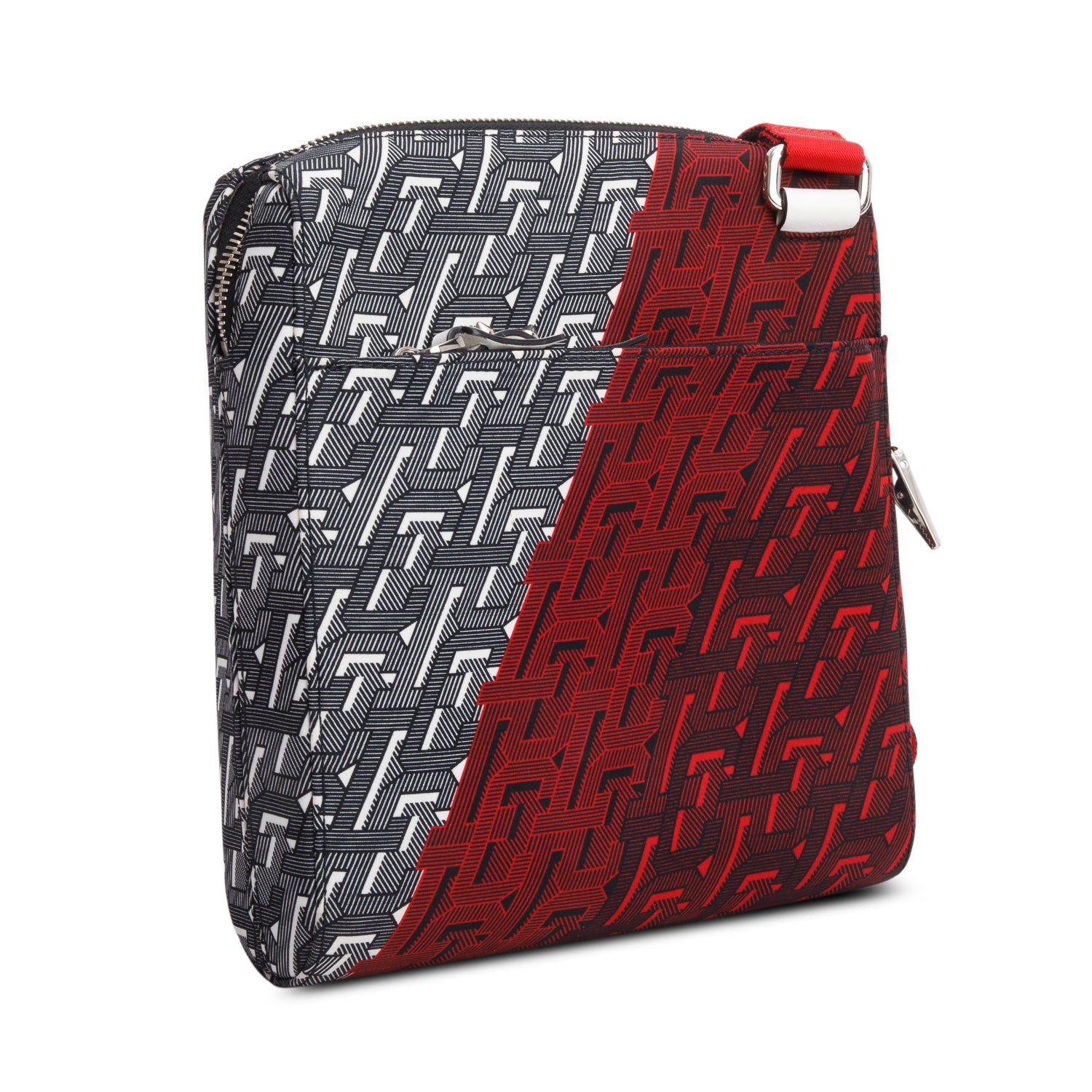 Christian Louboutin Red/Black Nylon Print Benech Reporter Bag w/ Box