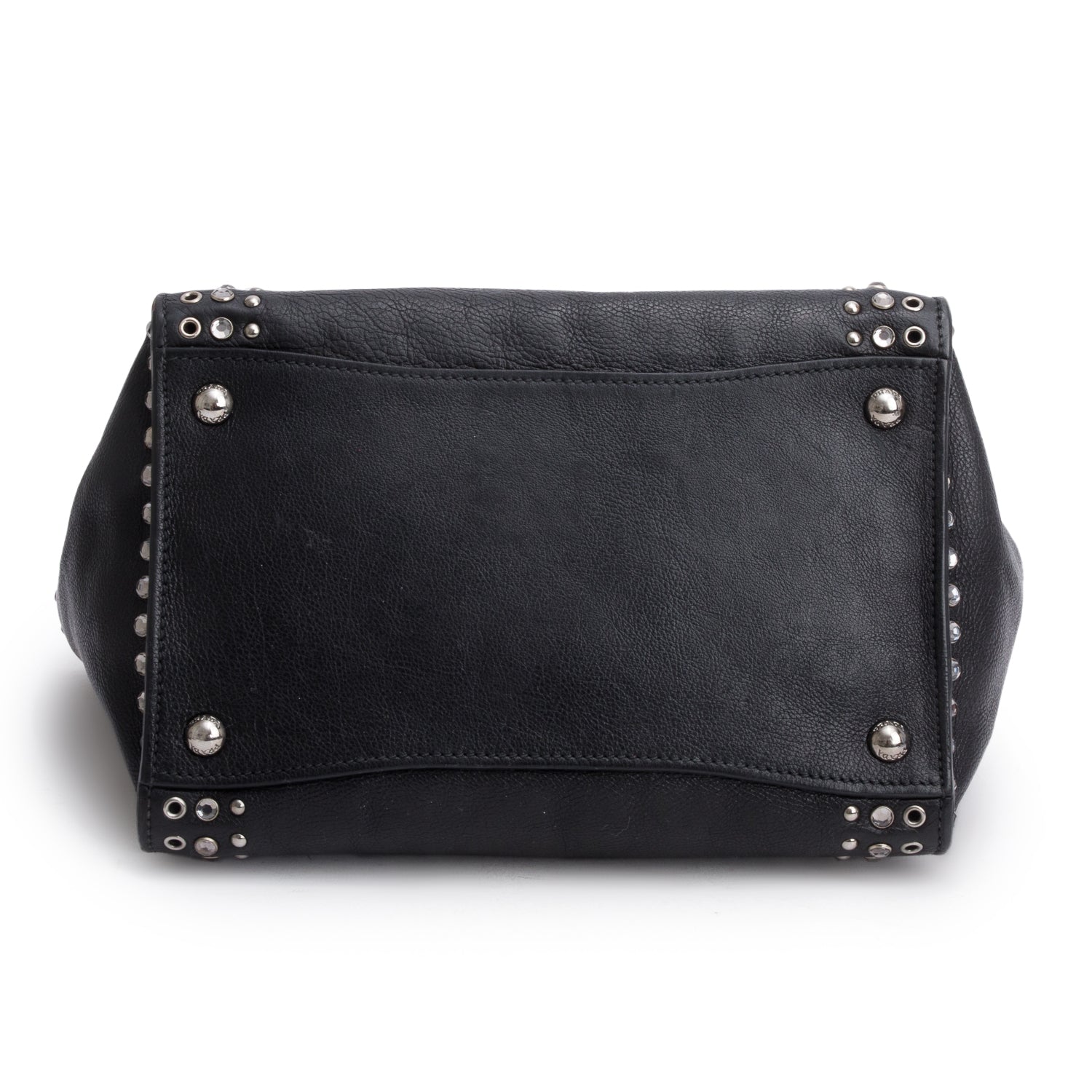Prada Black Glace Calf Studded Twin Pocket Tote