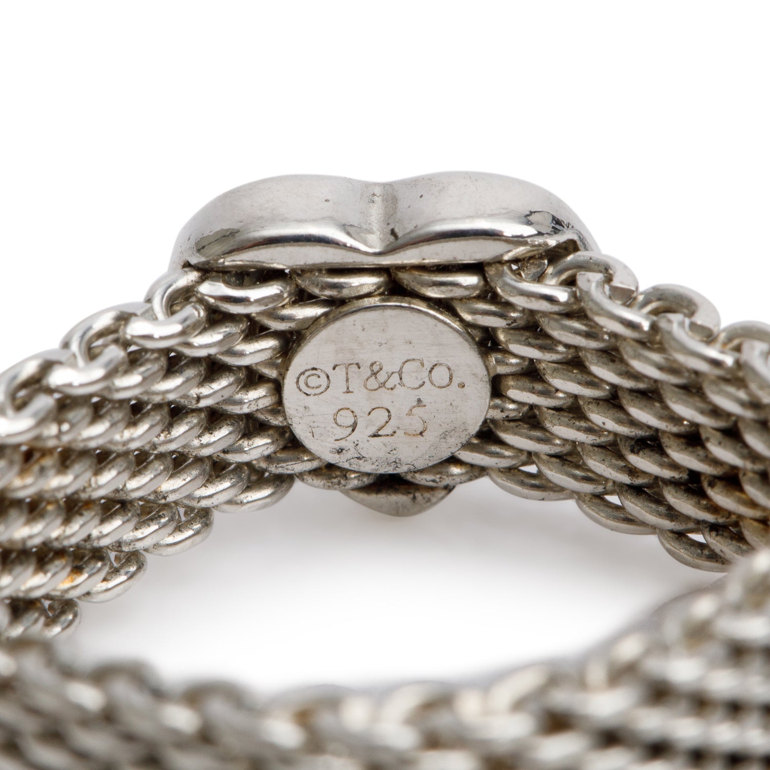 Tiffany & Co. Sterling Silver Somerset Mesh Heart Ring, Size 7.75