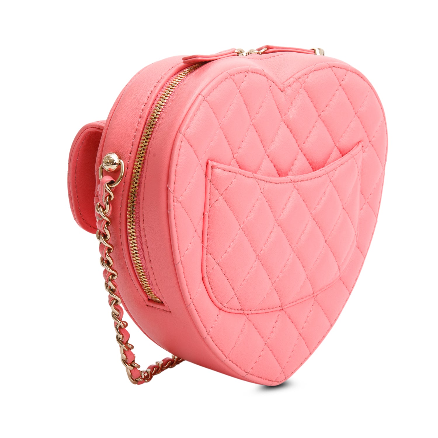 Chanel Pink Lambskin Leather CC In Love Heart Bag w/ Box