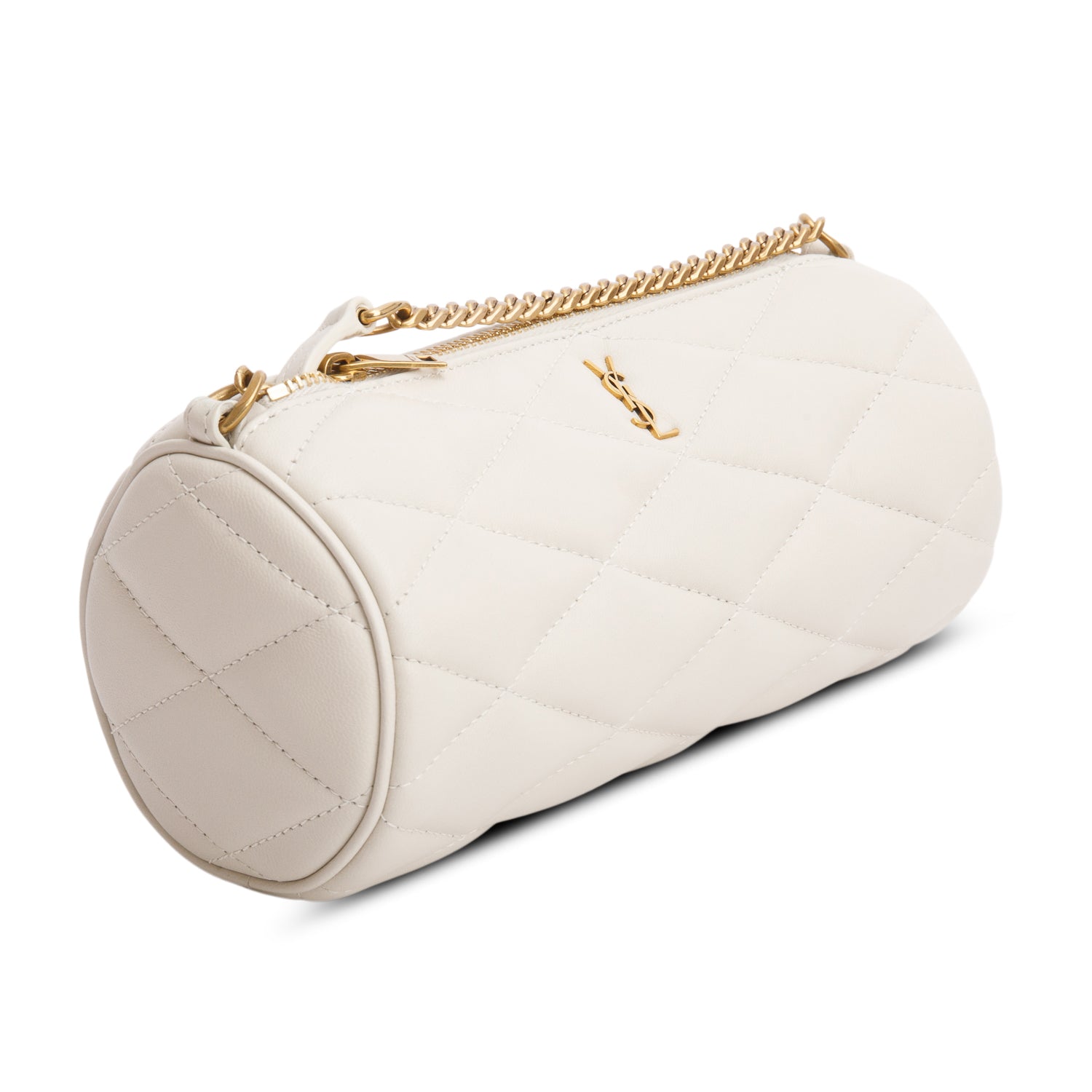 Saint Laurent 2022 Ivory Quilted Lambskin Leather Mini Sade Tube Bag w/ Box