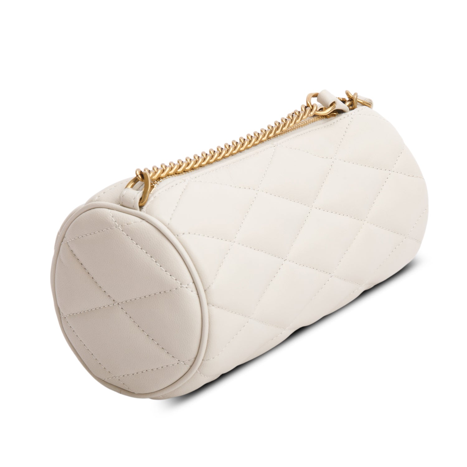 Saint Laurent 2022 Ivory Quilted Lambskin Leather Mini Sade Tube Bag w/ Box