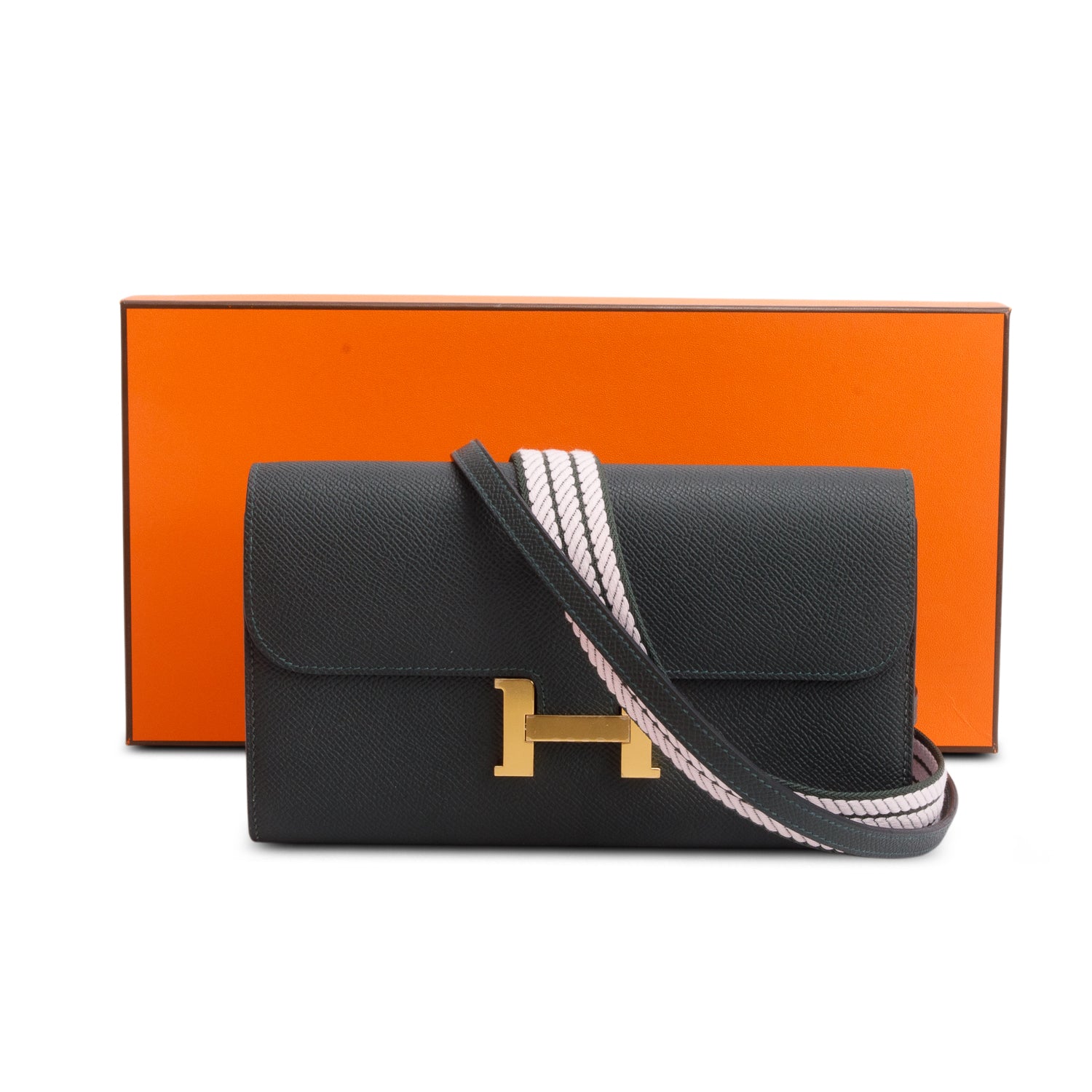 Hermes 2025 Gris Misty Epsom Leather Constance to Go w/ Strap & Box