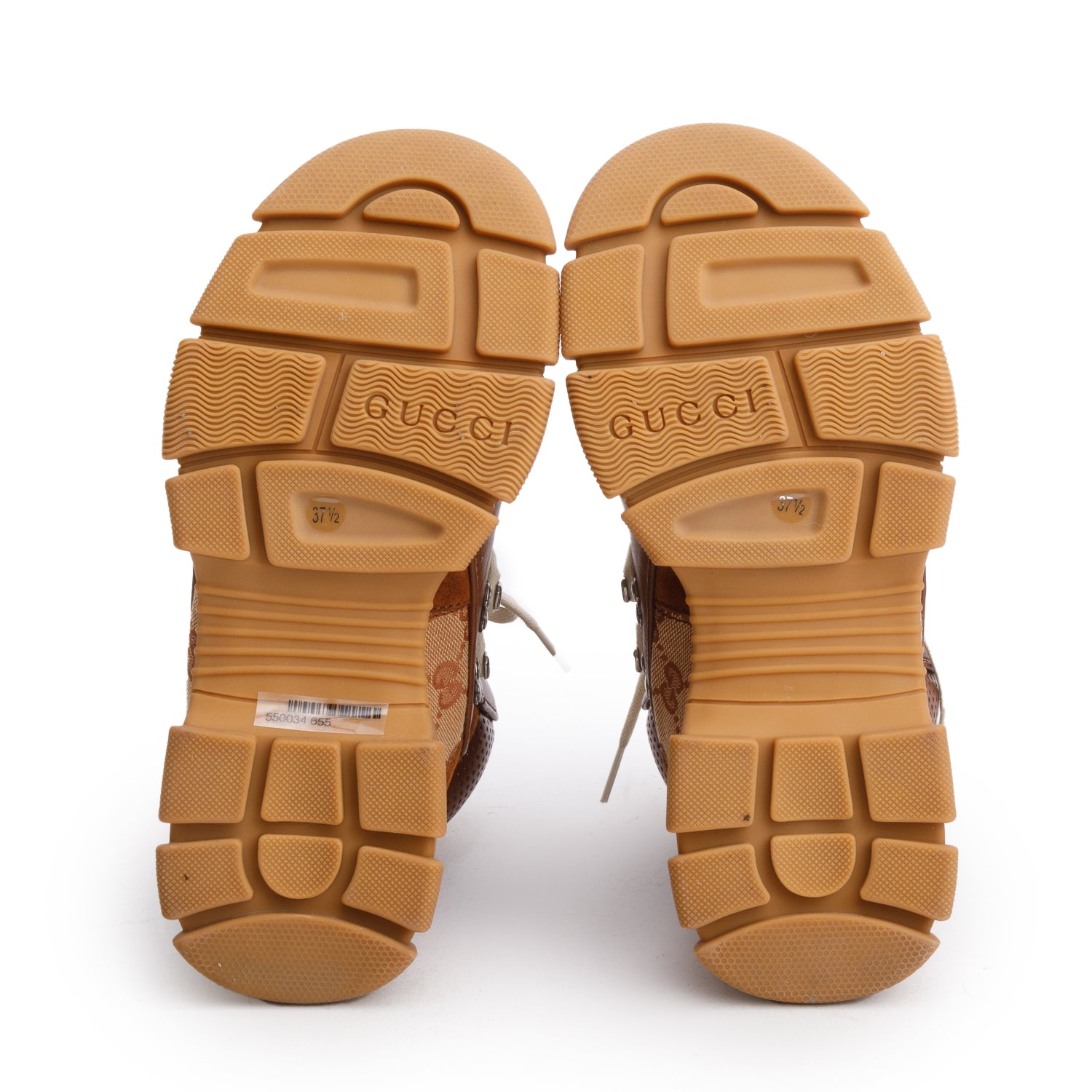 Gucci  GG Canvas Brown Suede Flashtrek Sneakers, Size 37.5 w/ Box