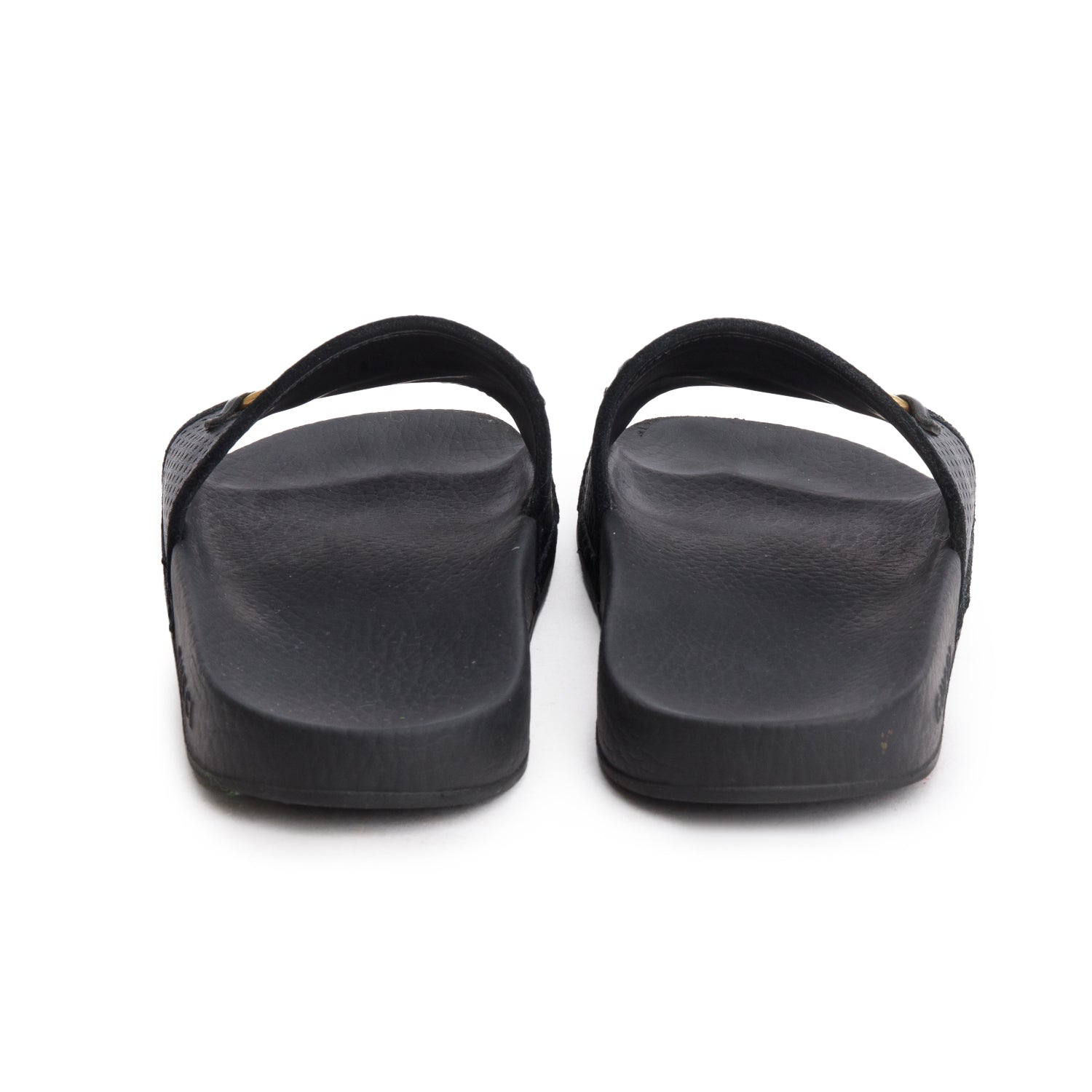 Gucci Black Leather Suede Horsebit Pursuit Rubber Slides, Size 36 w/ Box