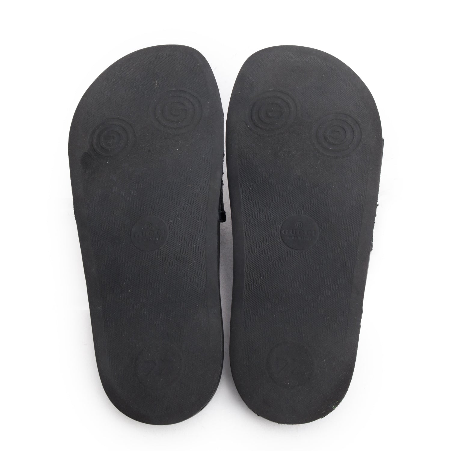 Gucci Black Leather Suede Horsebit Pursuit Rubber Slides, Size 36 w/ Box