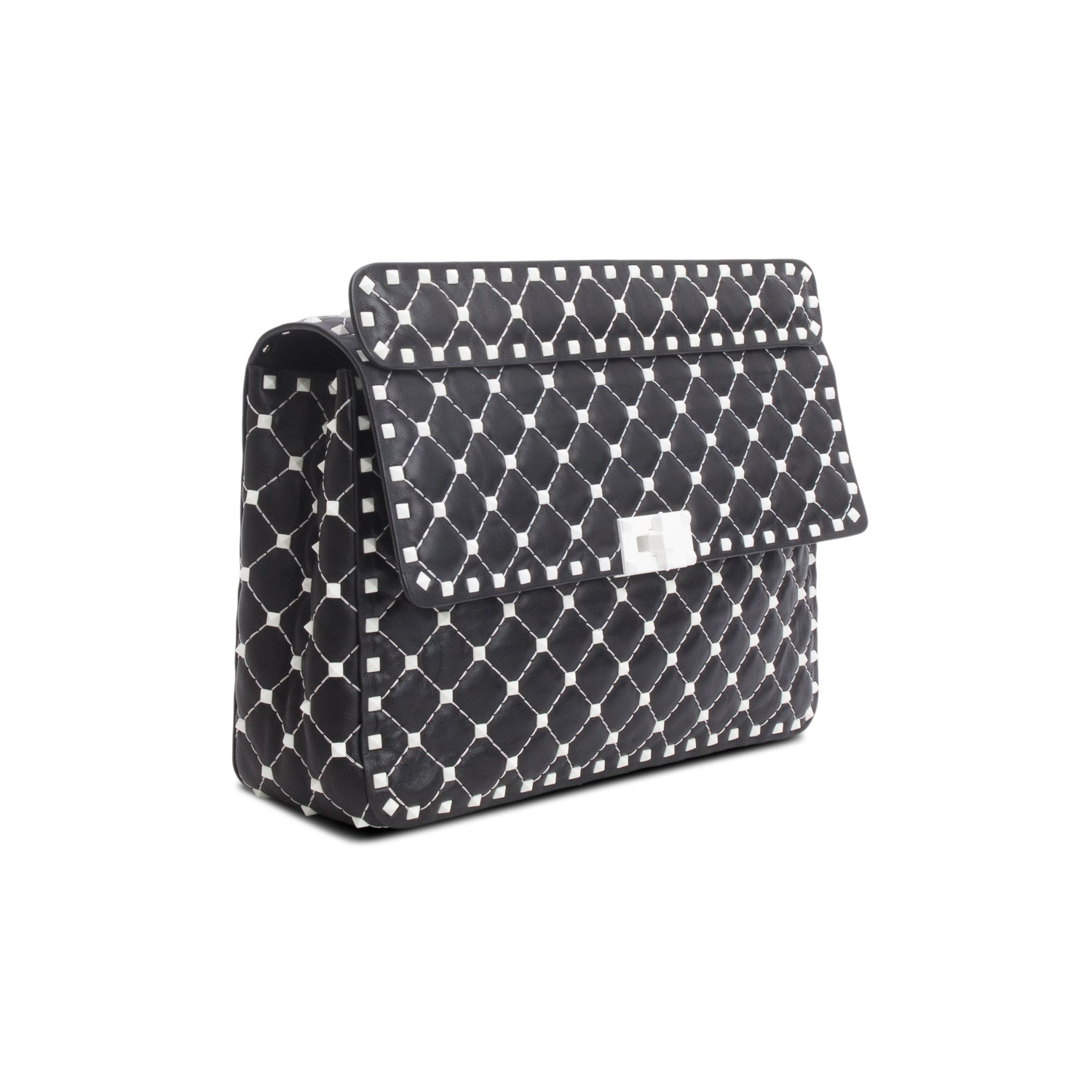 Valentino Black Nappa Leather Medium Rockstud Spike Shoulder Bag