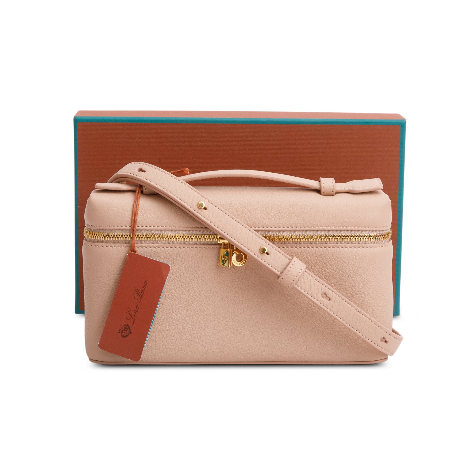 Loro Piana Pink Grained Calfskin Leather Extra Pocket L19 Pouch w/ Strap & Box