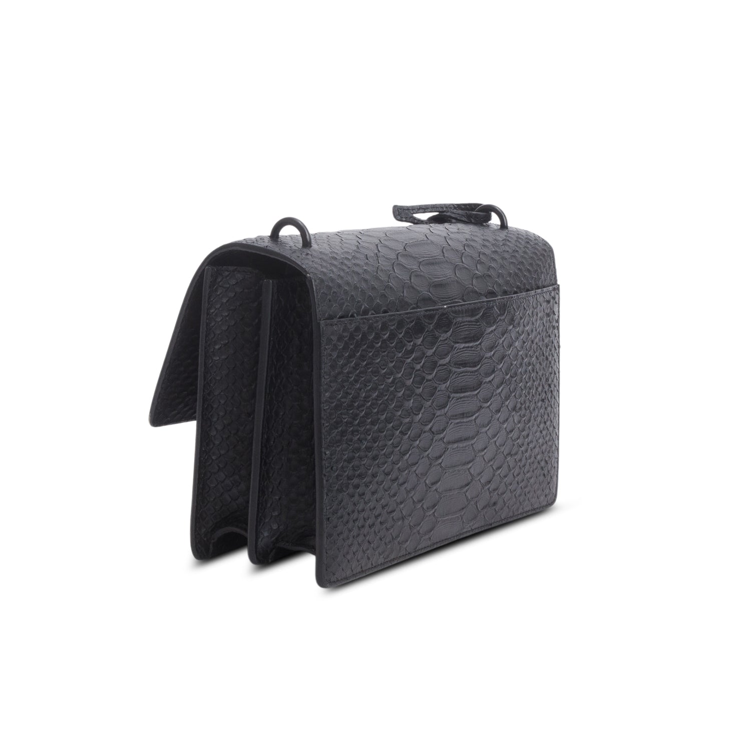 Saint Laurent So Black Python Embossed Calfskin Leather Medium Sunset Shoulder Bag