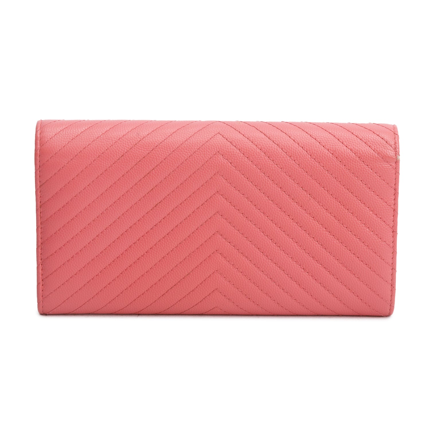 Chanel Pink Chevron Caviar Leather Classic Long Flap Wallet