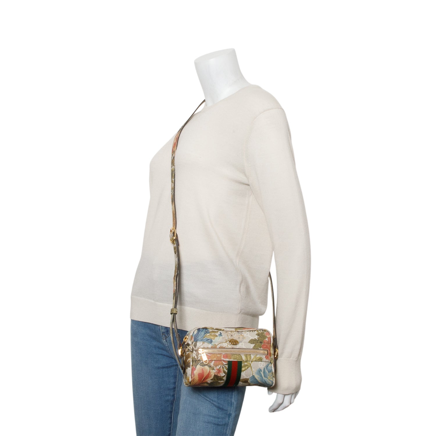 Gucci GG Supreme Web Floral Mini Ophidia Crossbody Bag