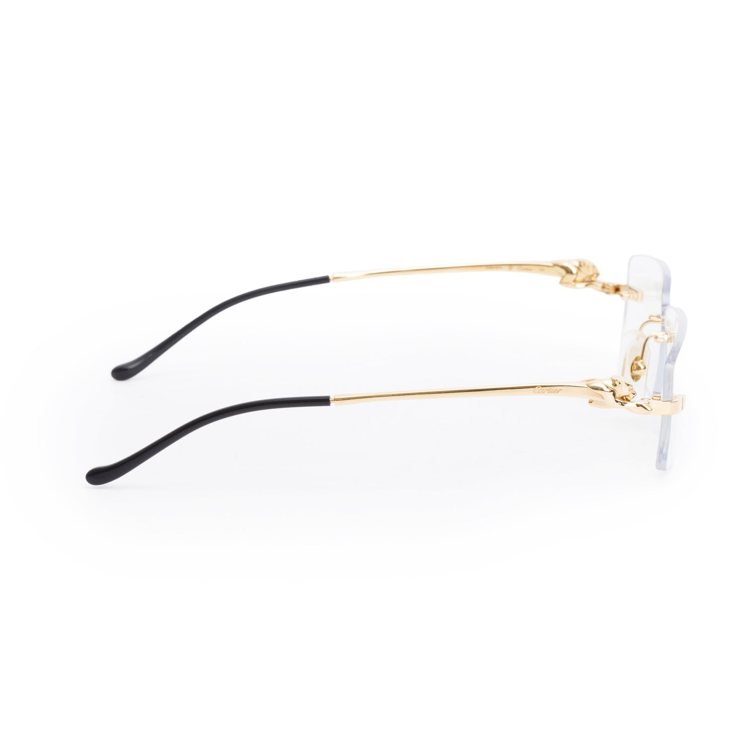 Cartier CT0430S Gold-Plated Metal Frame Panthere De Cartier Rectangle Sunglasses w/ Box & Case