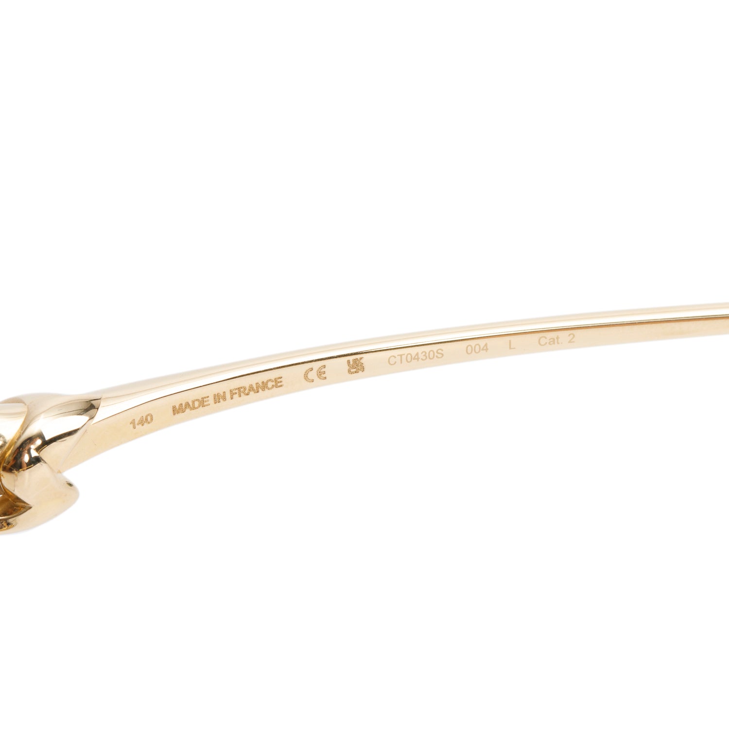 Cartier CT0430S Gold-Plated Metal Frame Panthere De Cartier Rectangle Sunglasses w/ Box & Case