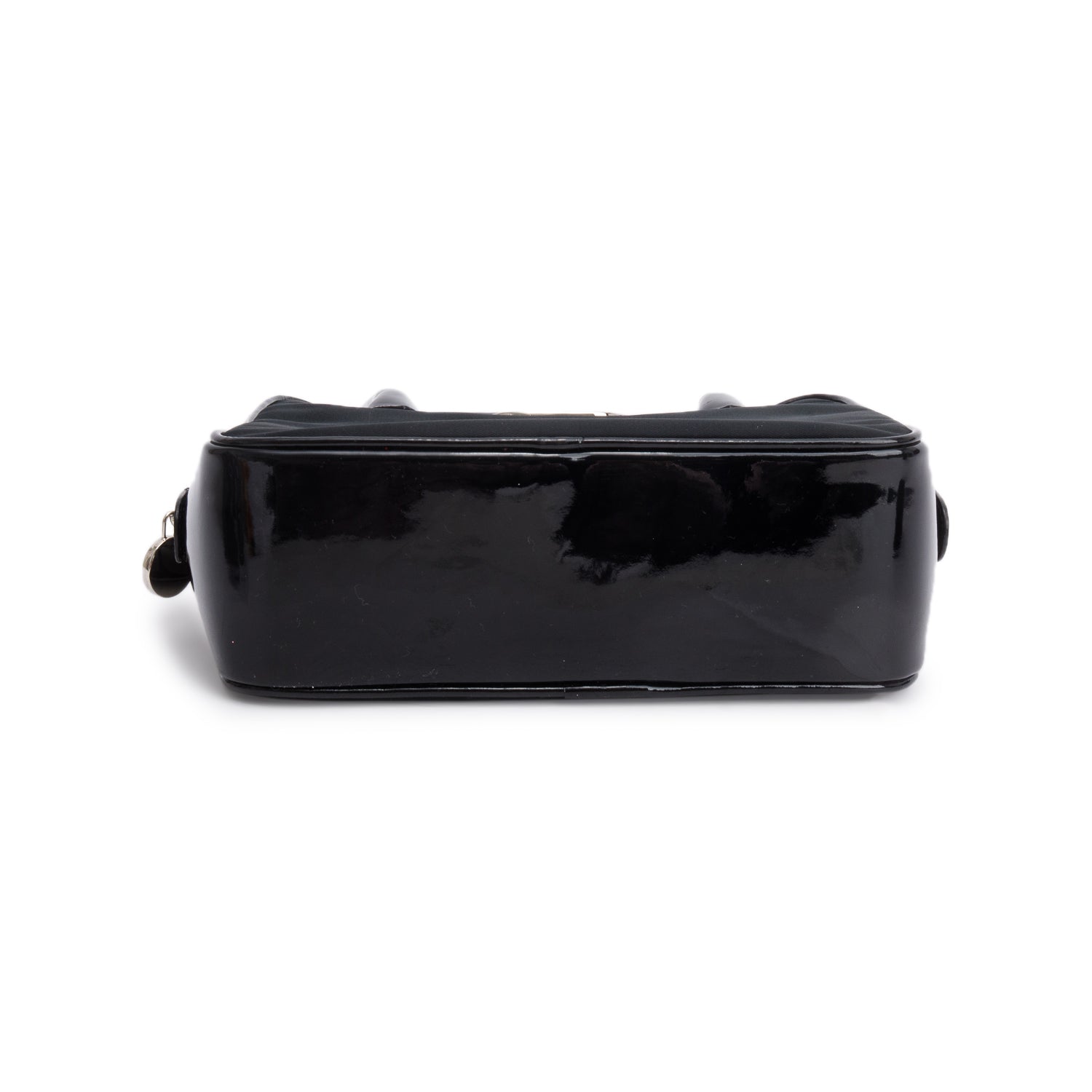 Valentino Black Nylon Patent Leather Top Handle Bag