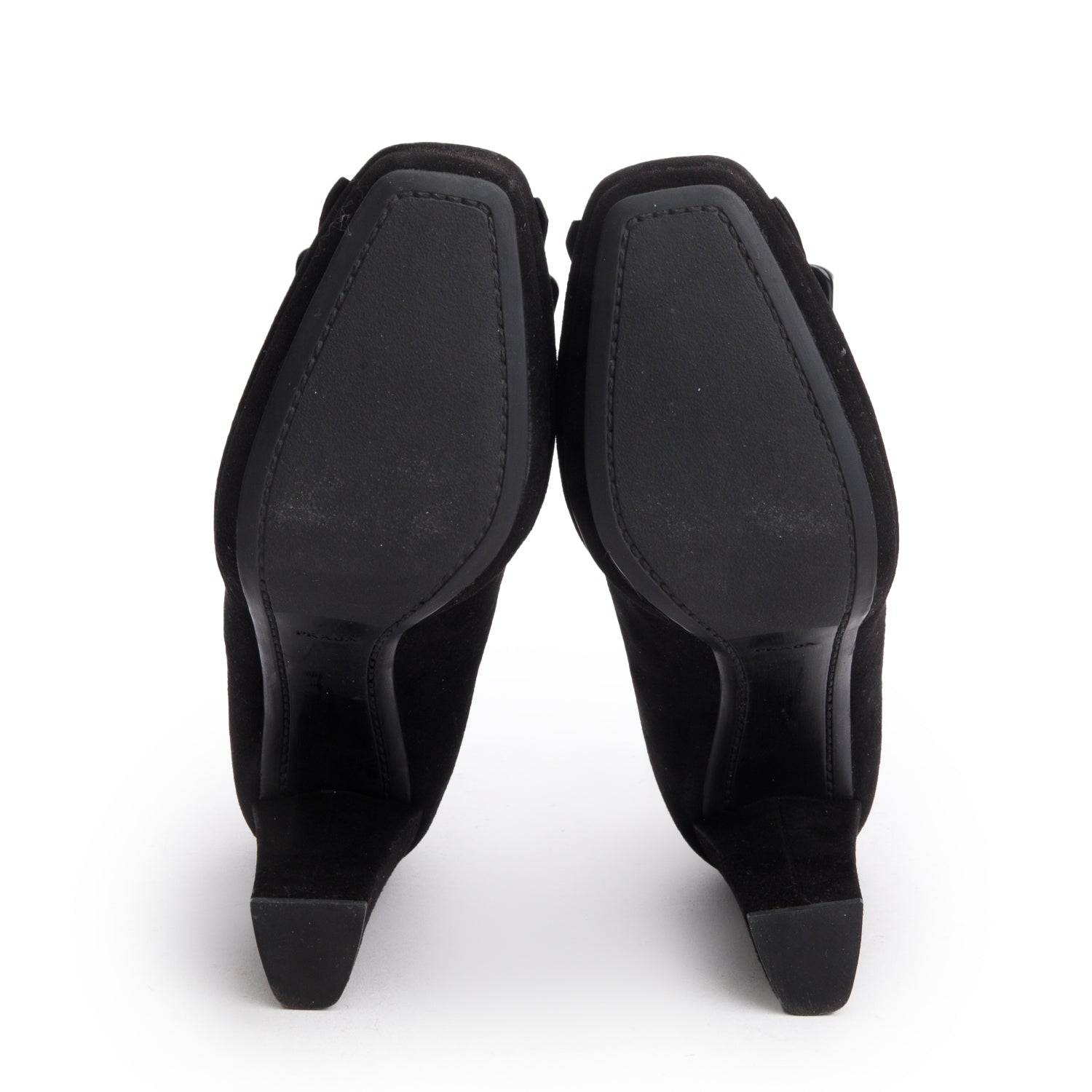 Prada Black Suede Fringe Accent Pumps, Size 6.5 w/ Box
