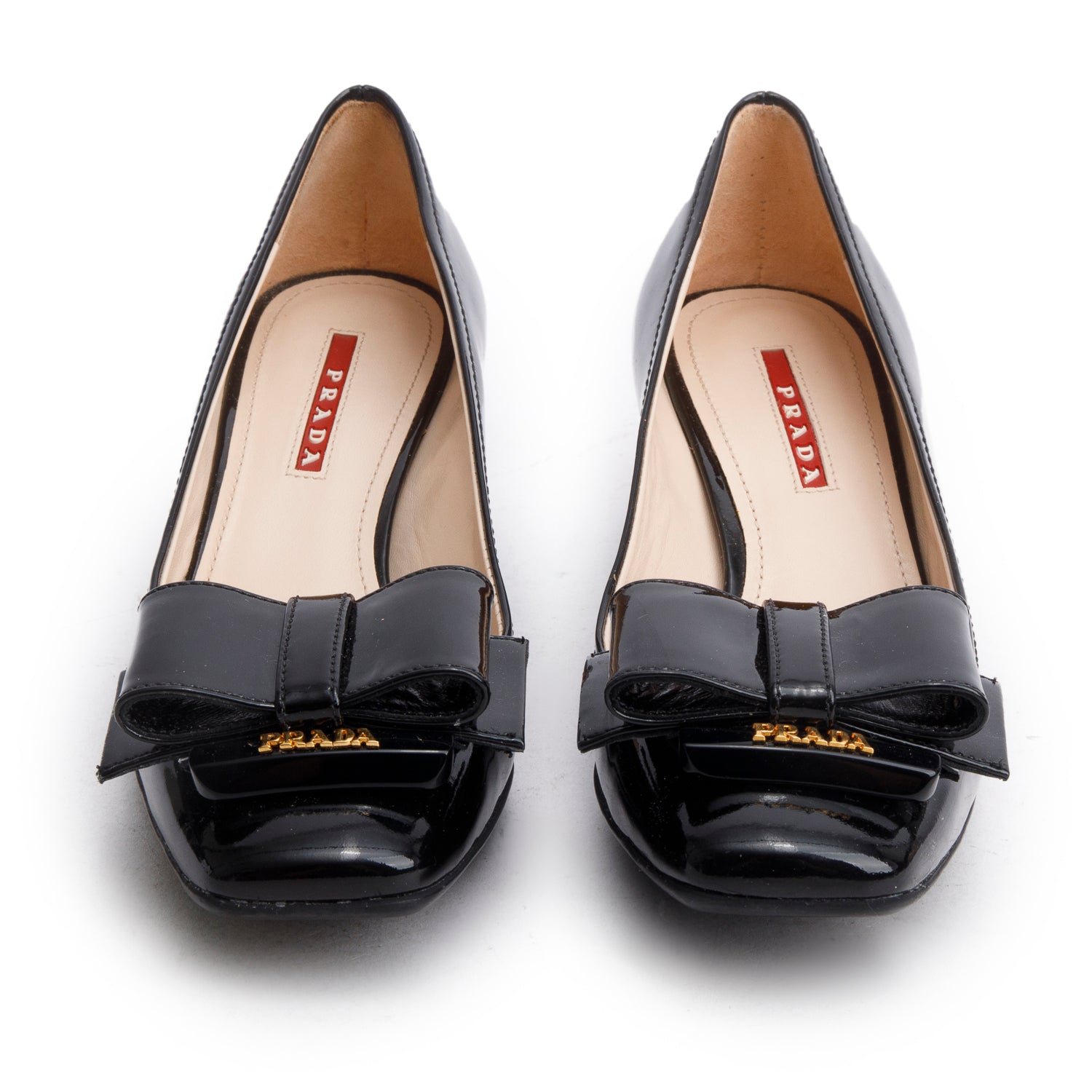 Prada Black Patent Leather Bow Accent Pumps, Size 36 w/ Box