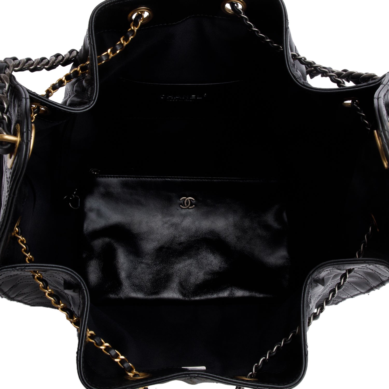 Chanel Black Grained Lambskin Medium 25 Handbag w/ Box