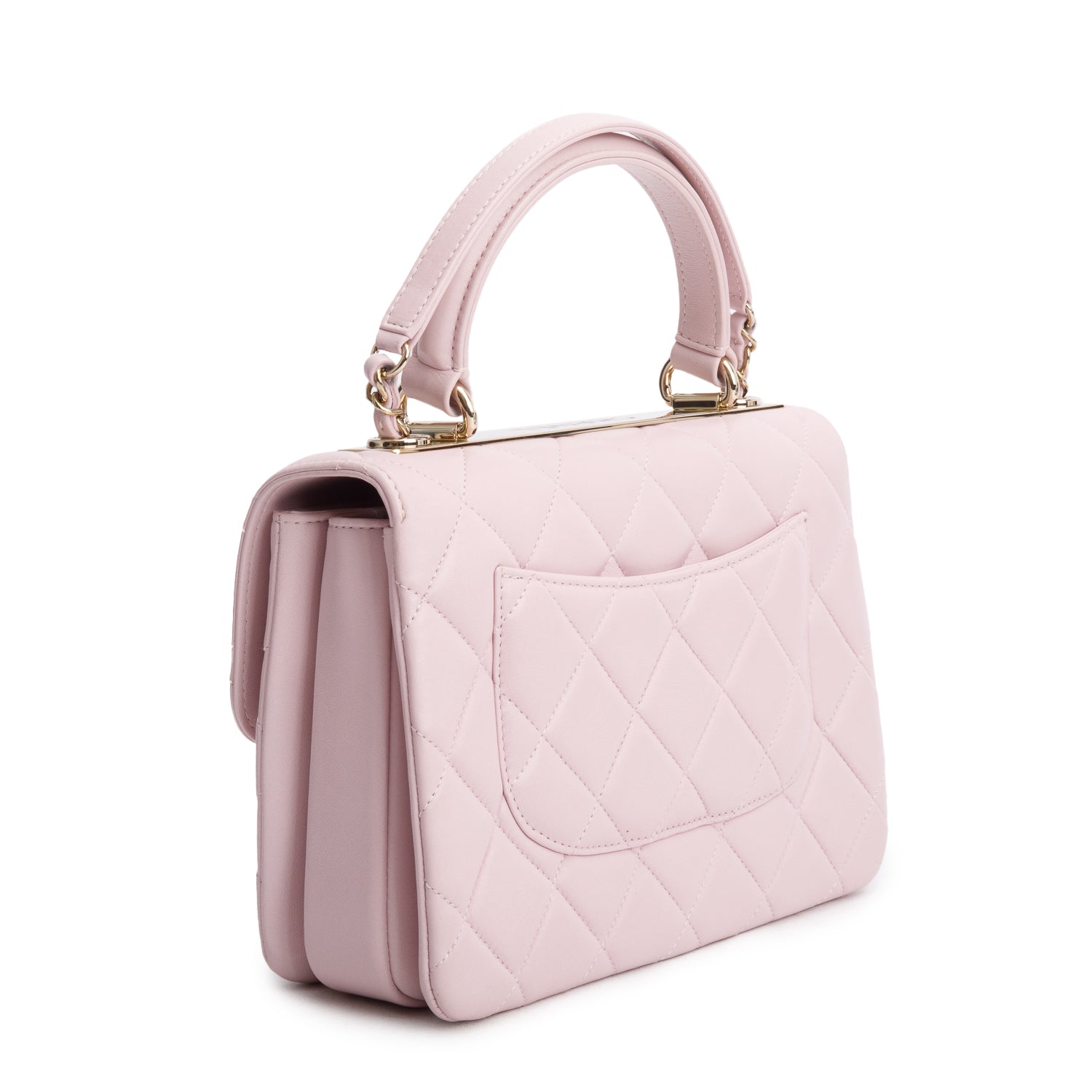 Chanel 2021 Pink Quilted Lambskin Trendy CC Small Top Handle Flap Bag w/ Authenticity Card