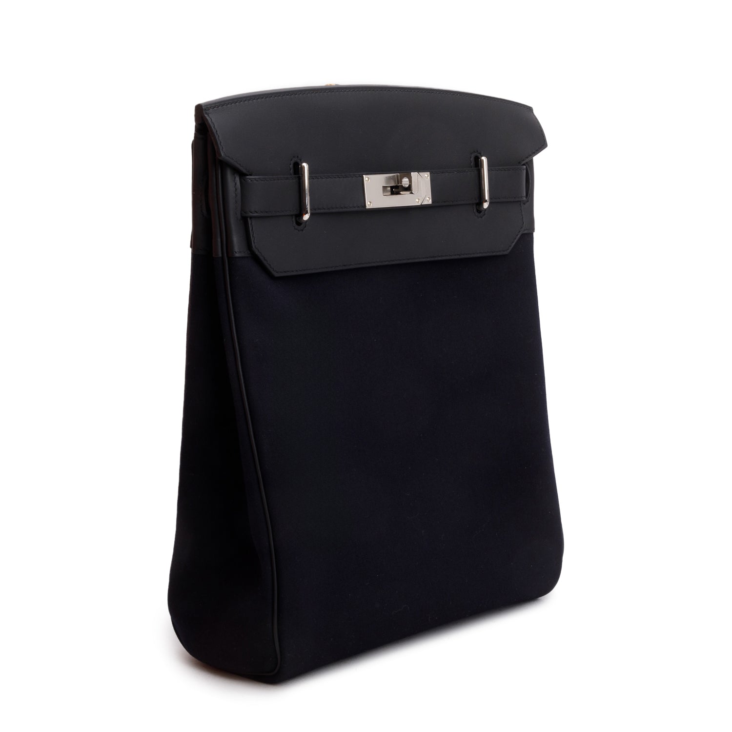 Hermes 2025 Noir Woolycot Canvas Swift Calfskin Hac a Dos GM w/ Box