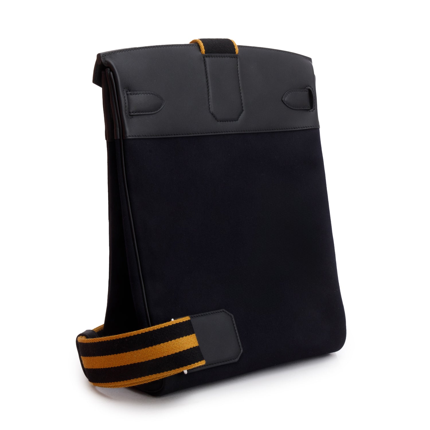 Hermes 2025 Noir Woolycot Canvas Swift Calfskin Hac a Dos GM w/ Box