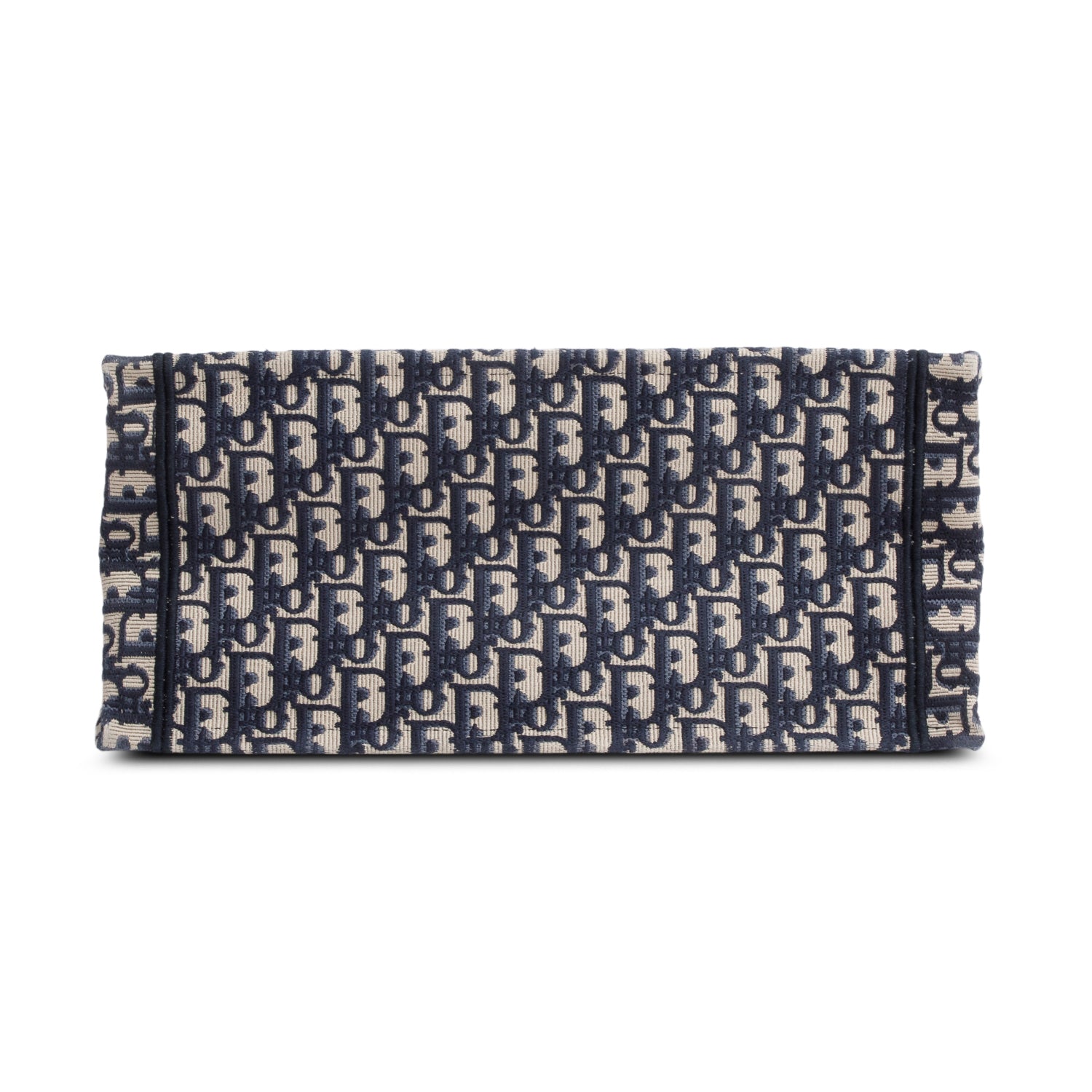 Christian Dior 2021 Ecru and Blue Oblique Embroidery Medium Book Tote