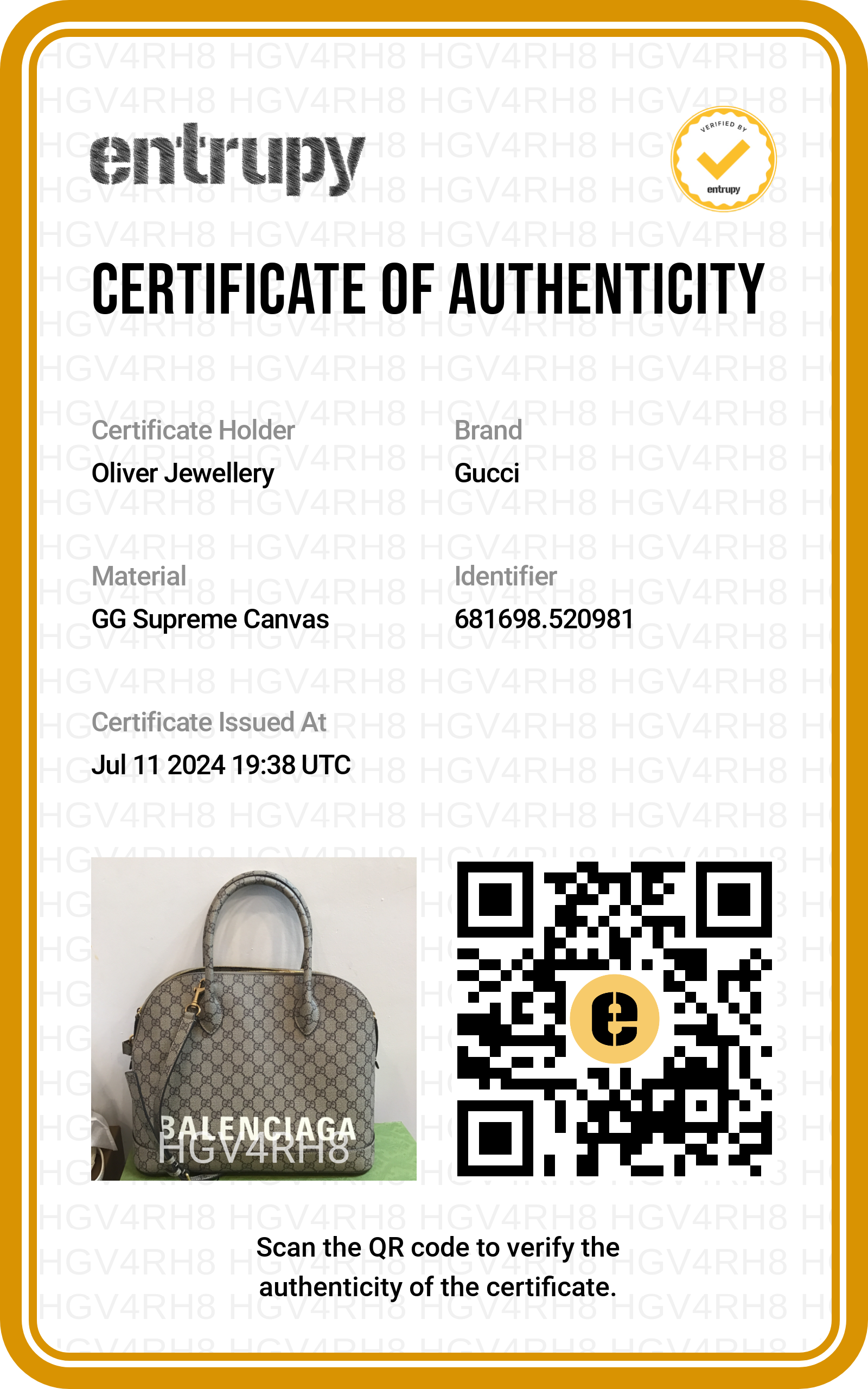 Gucci x Balenciaga The Hacker Project GG Supreme Medium Ville Handle Bag w/ Strap & Box