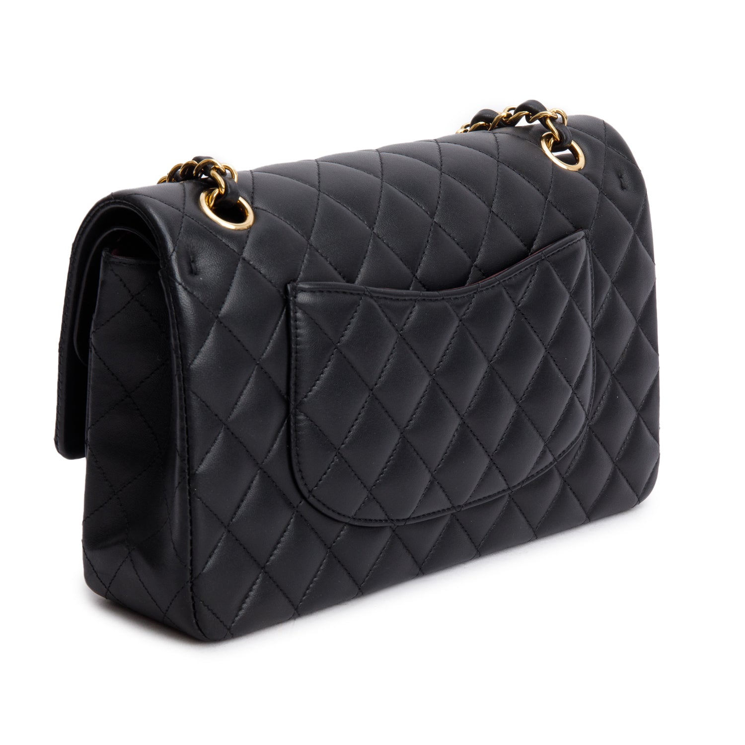 Chanel 2022 Black Quilted Lambskin Leather Classic Medium Double Flap Bag w/ Box & Receipt