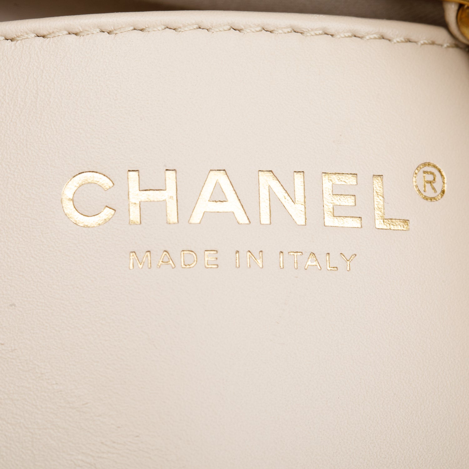 Chanel Beige Caviar Leather 25 Small Bucket Bag w/ Pouch