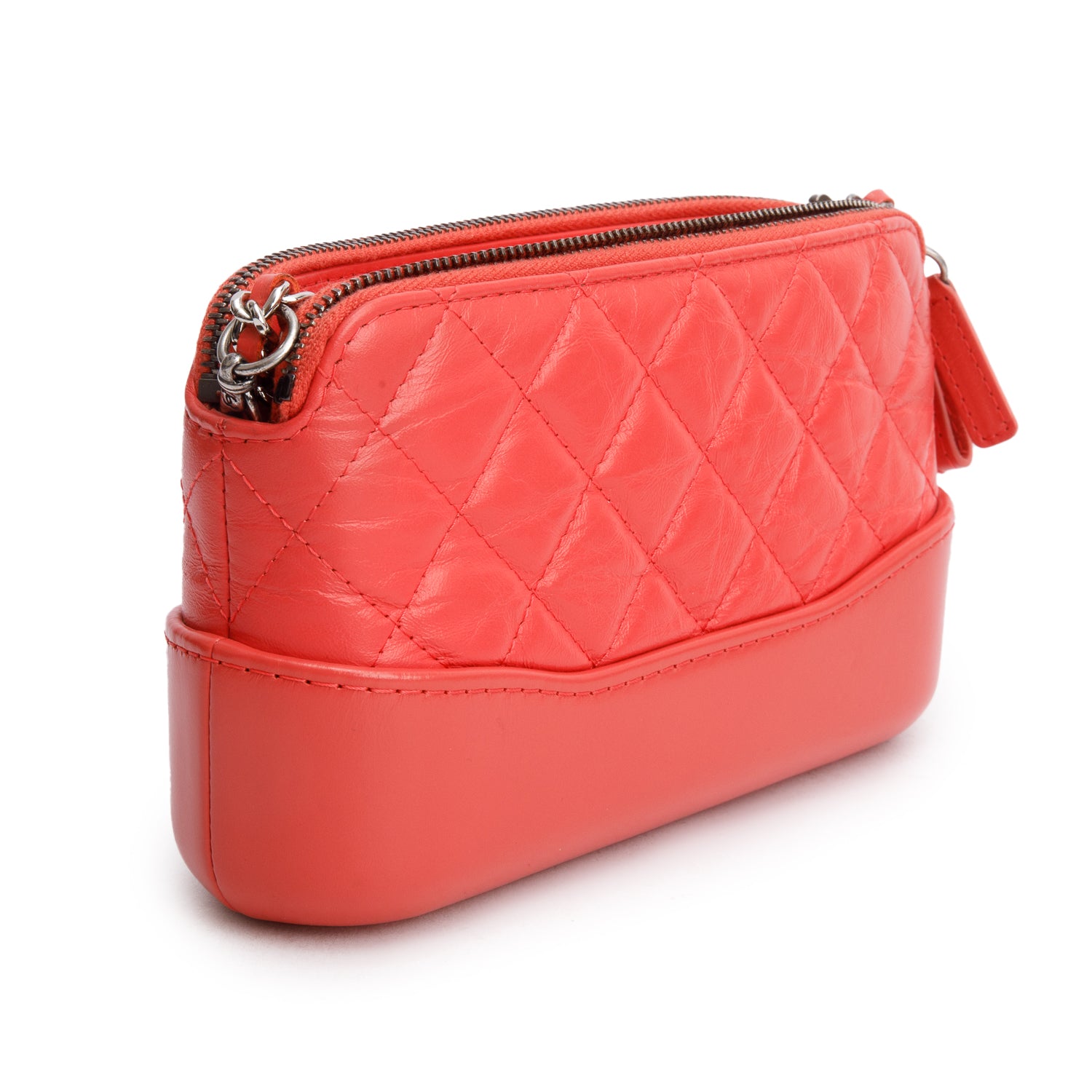 Chanel Pink Aged Calfskin Quilted Gabrielle Clutch on Chain w/ Authenticity Card