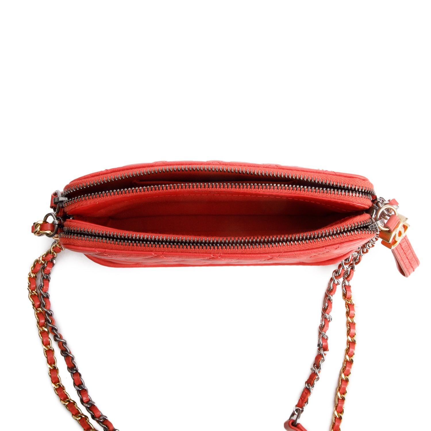 Chanel Pink Aged Calfskin Quilted Gabrielle Clutch on Chain w/ Authenticity Card